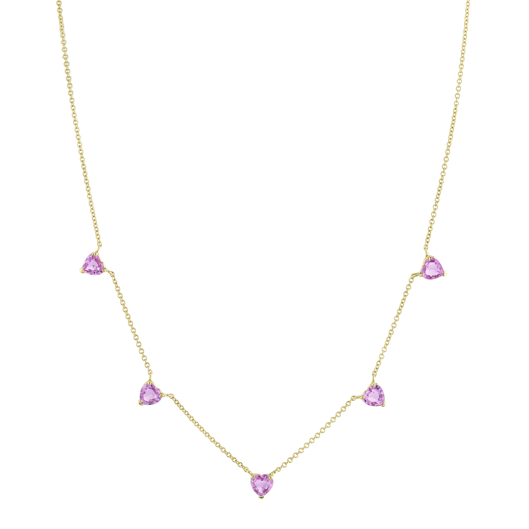 PINK SAPPHIRE 5 HEART NECKLACE - Image 3