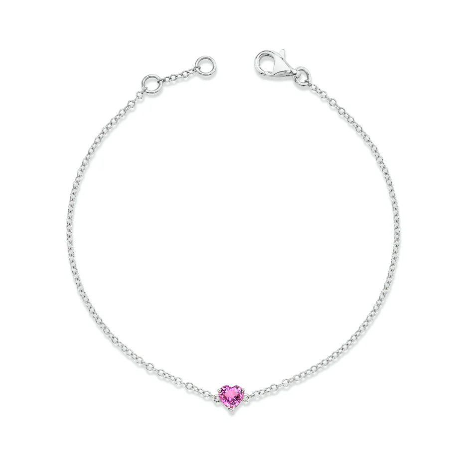 PINK SAPPHIRE BABY HEART BRACELET - Image 3