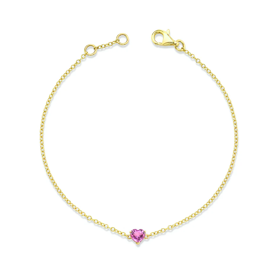 PINK SAPPHIRE BABY HEART BRACELET - Image 4