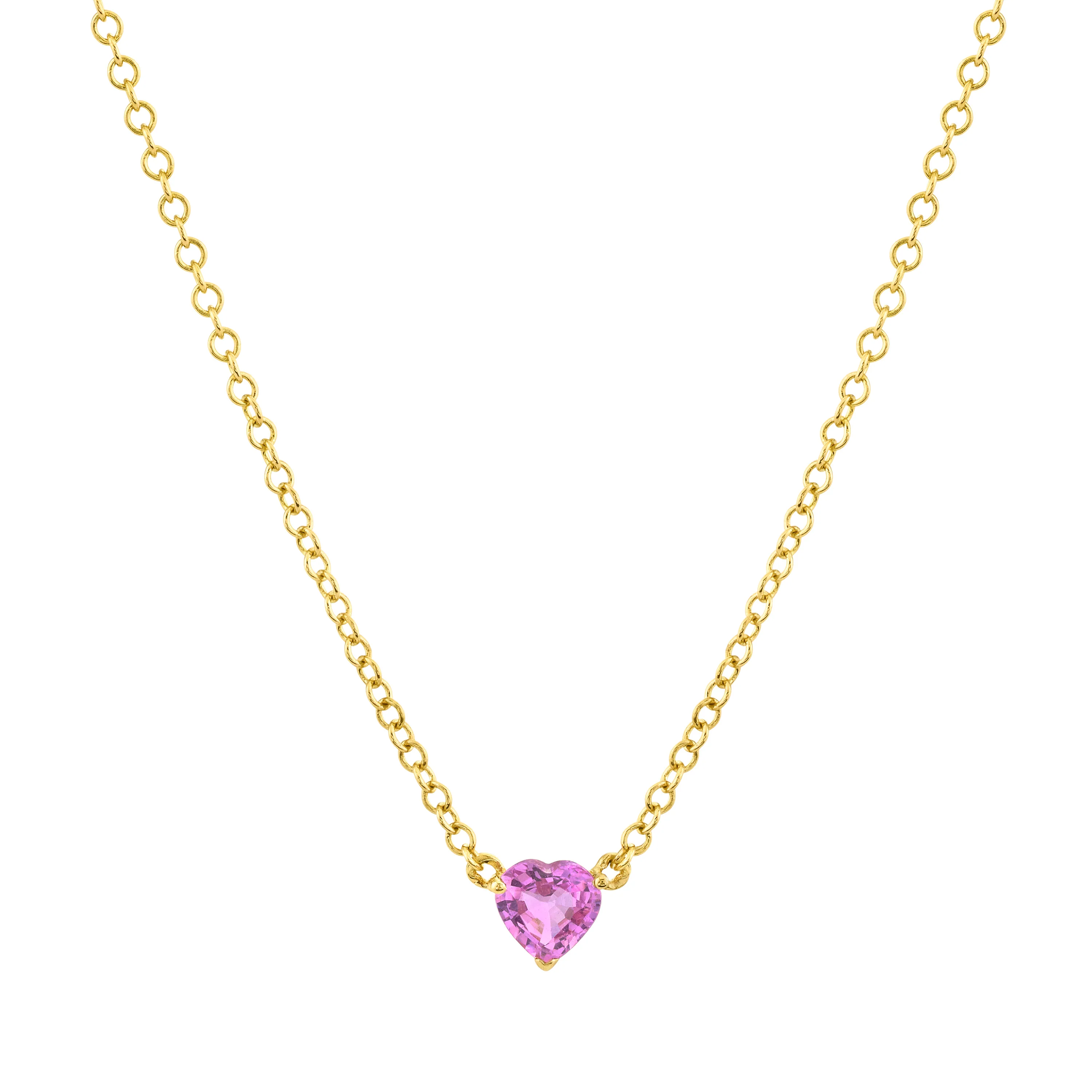 PINK SAPPHIRE BABY HEART NECKLACE - Image 4