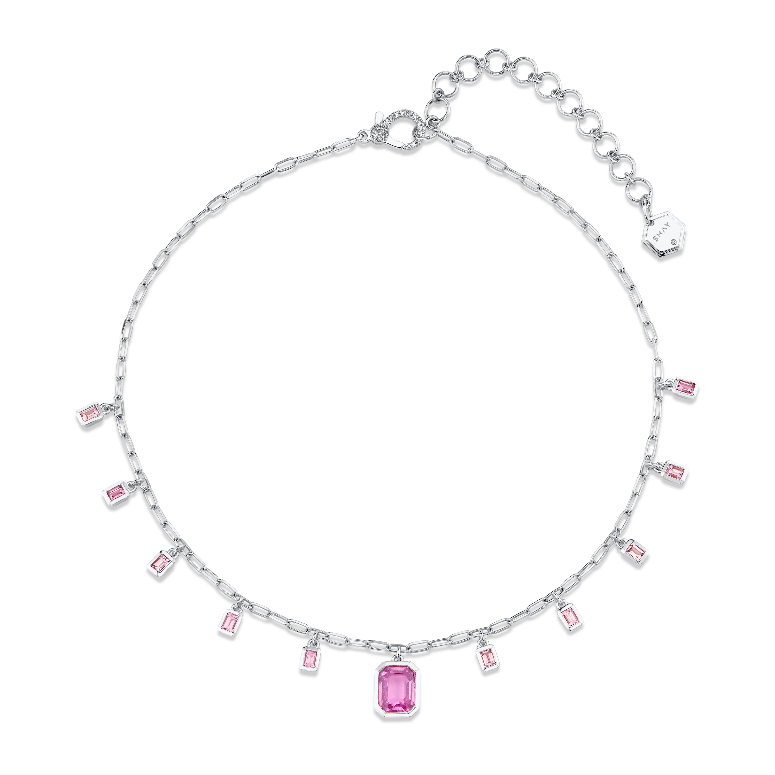 PINK SAPPHIRE BAGUETTE DROP CHOKER - Image 4