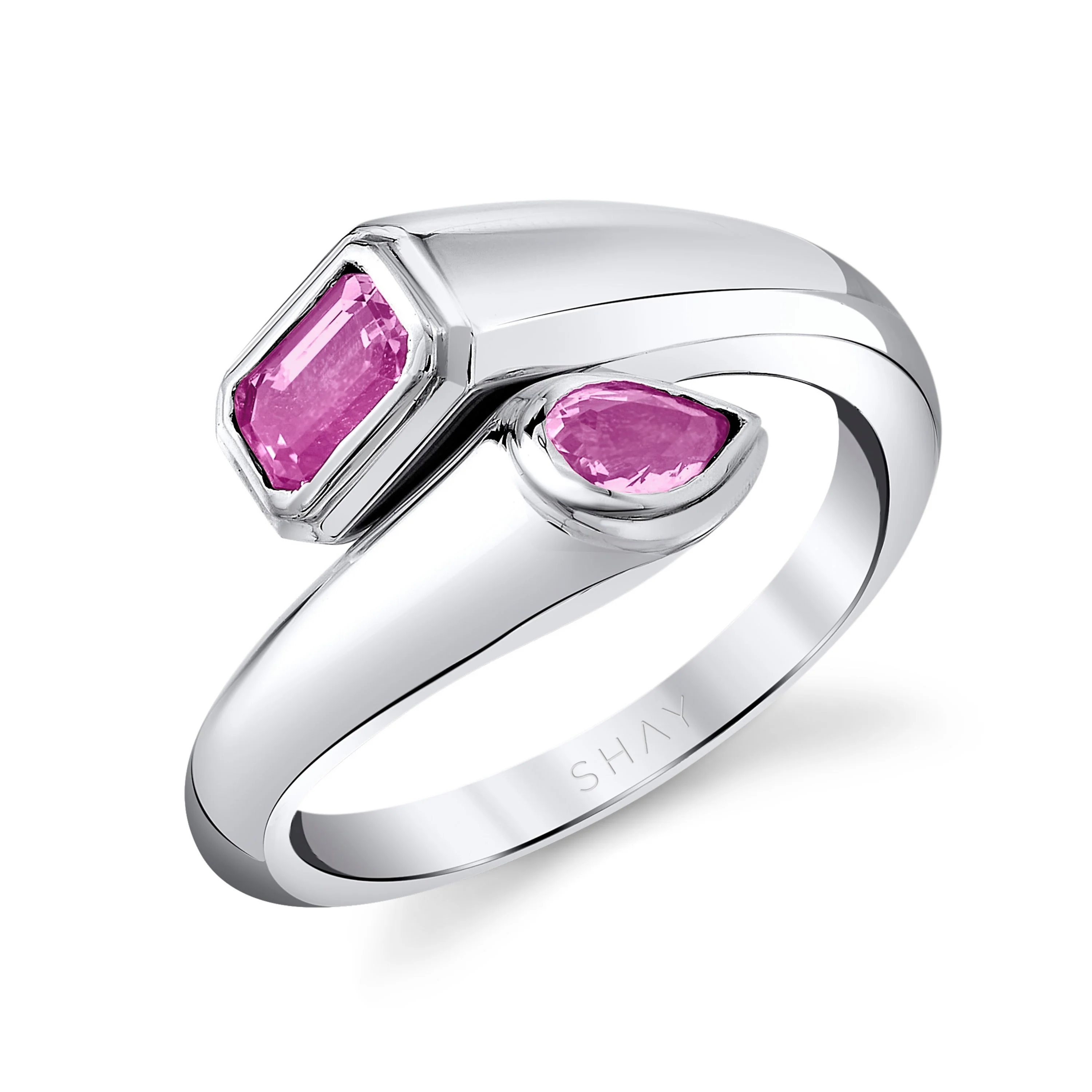 PINK SAPPHIRE BYPASS PINKY RING - Image 4