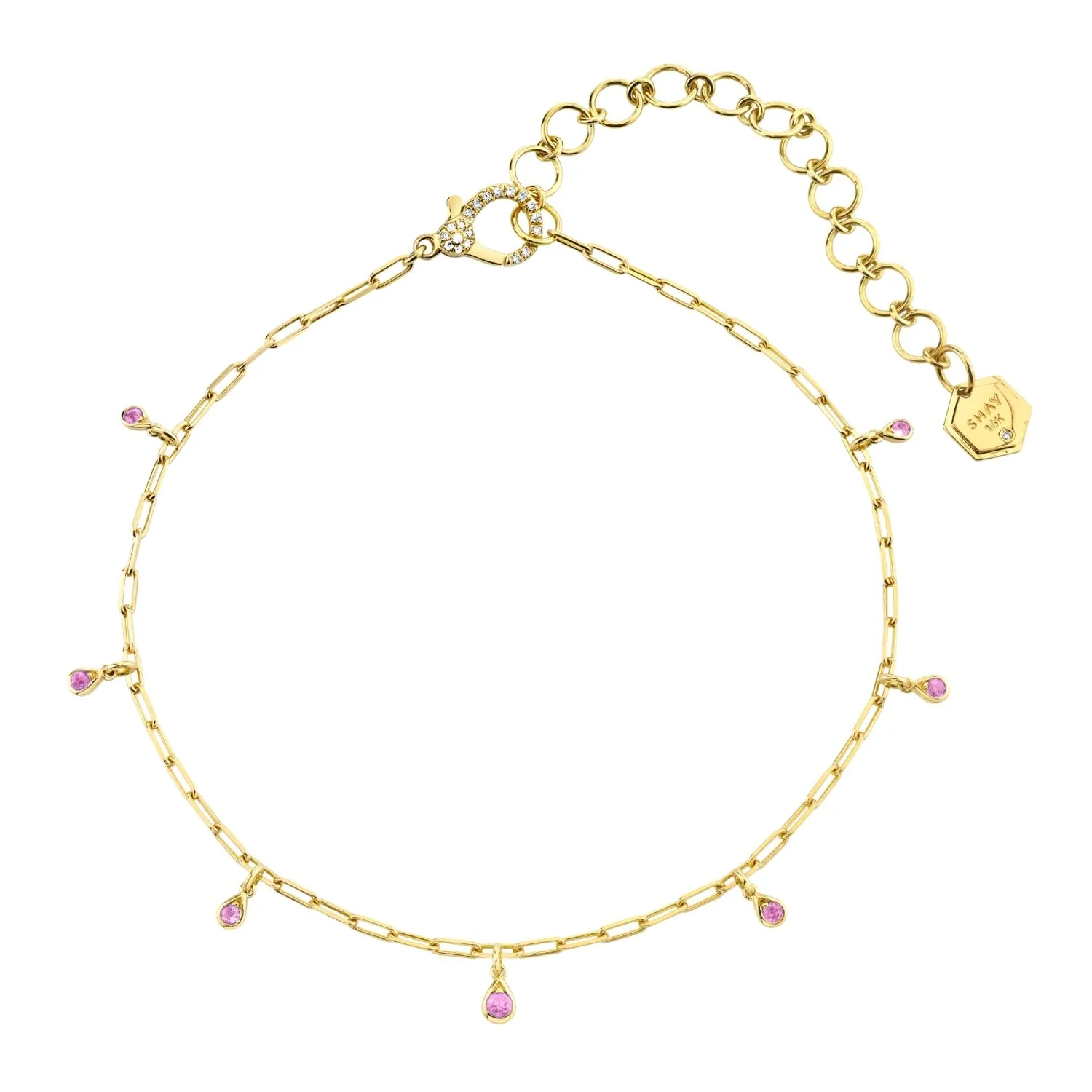 MINI ME PINK SAPPHIRE DANGLE DROP NECKLACE - Image 3