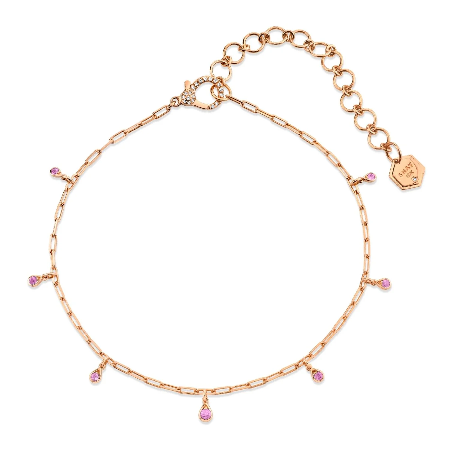MINI ME PINK SAPPHIRE DANGLE DROP NECKLACE - Image 4
