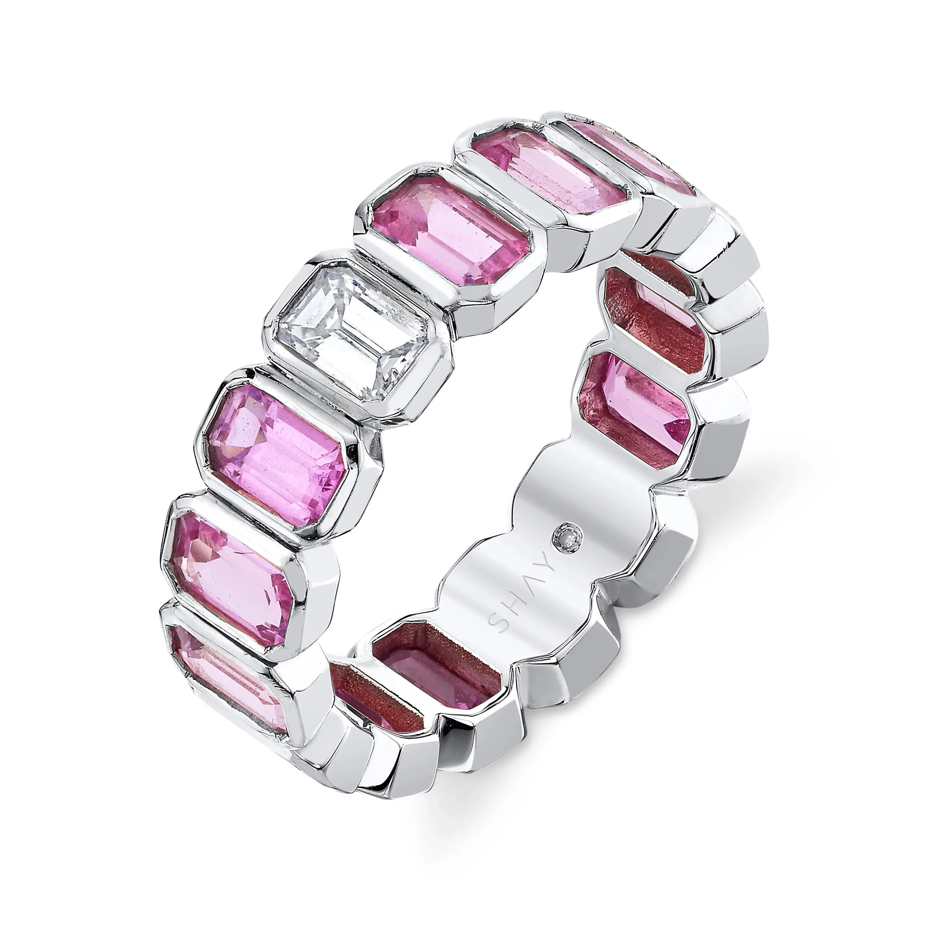 PINK SAPPHIRE & DIAMOND BEZEL BAND - Image 4
