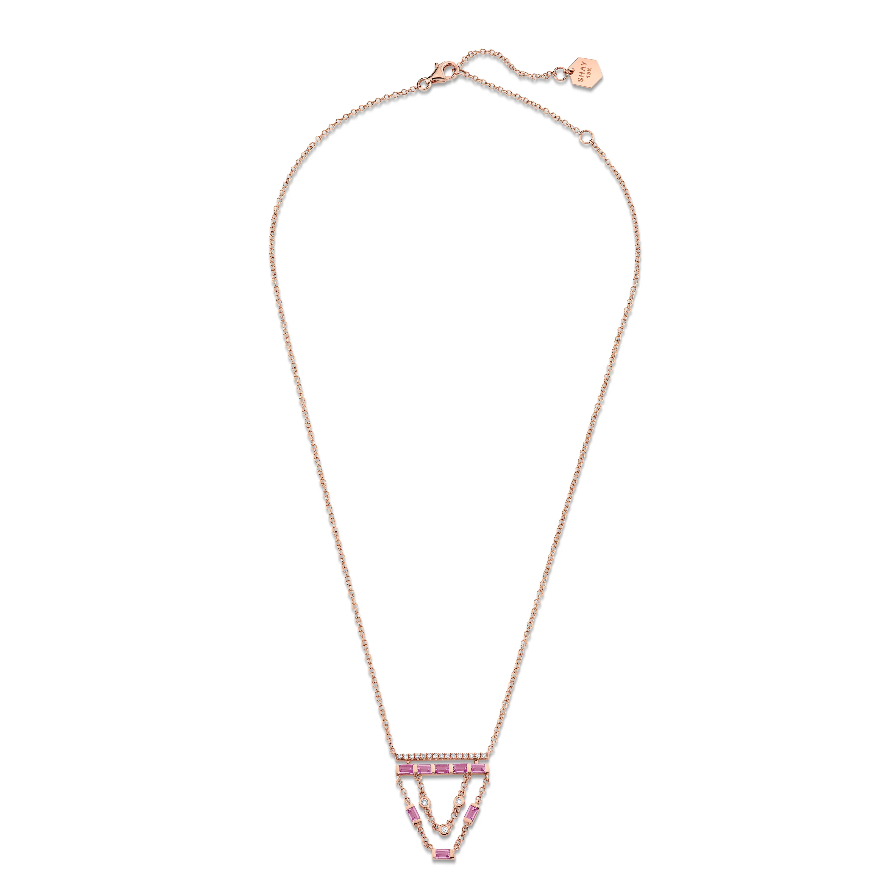 PINK SAPPHIRE & DIAMOND CASCADE NECKLACE - Image 2