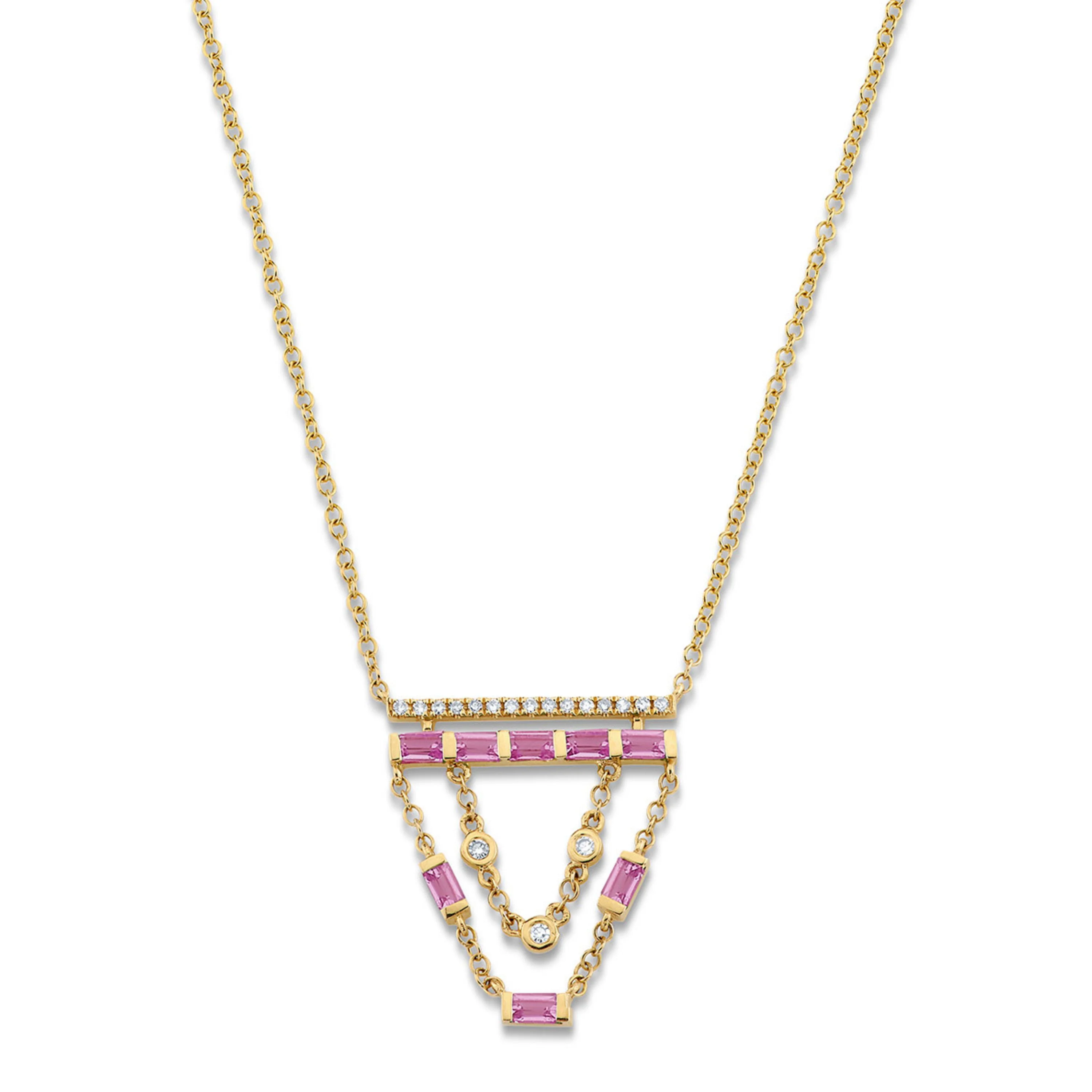 PINK SAPPHIRE & DIAMOND CASCADE NECKLACE - Image 3