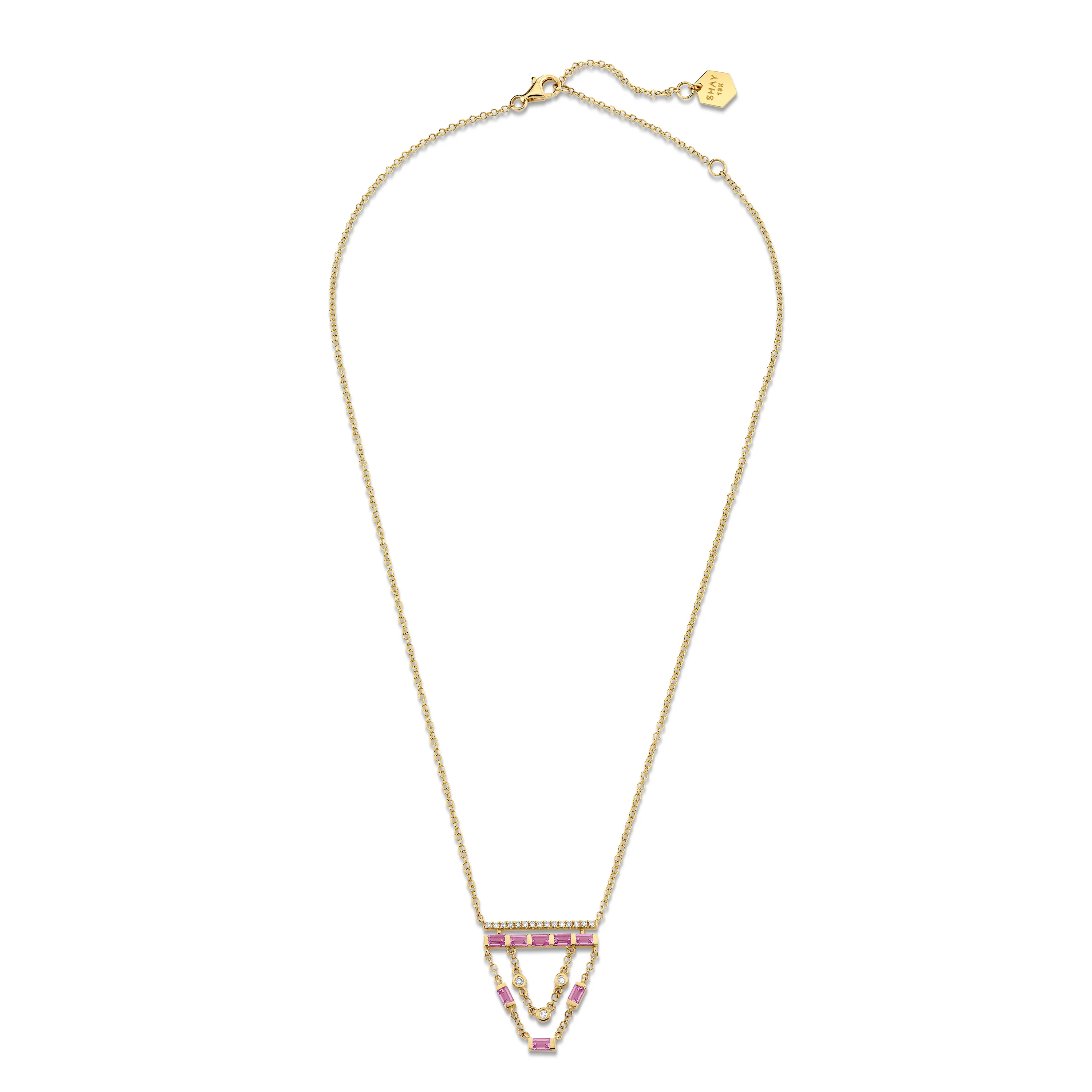 PINK SAPPHIRE & DIAMOND CASCADE NECKLACE - Image 4