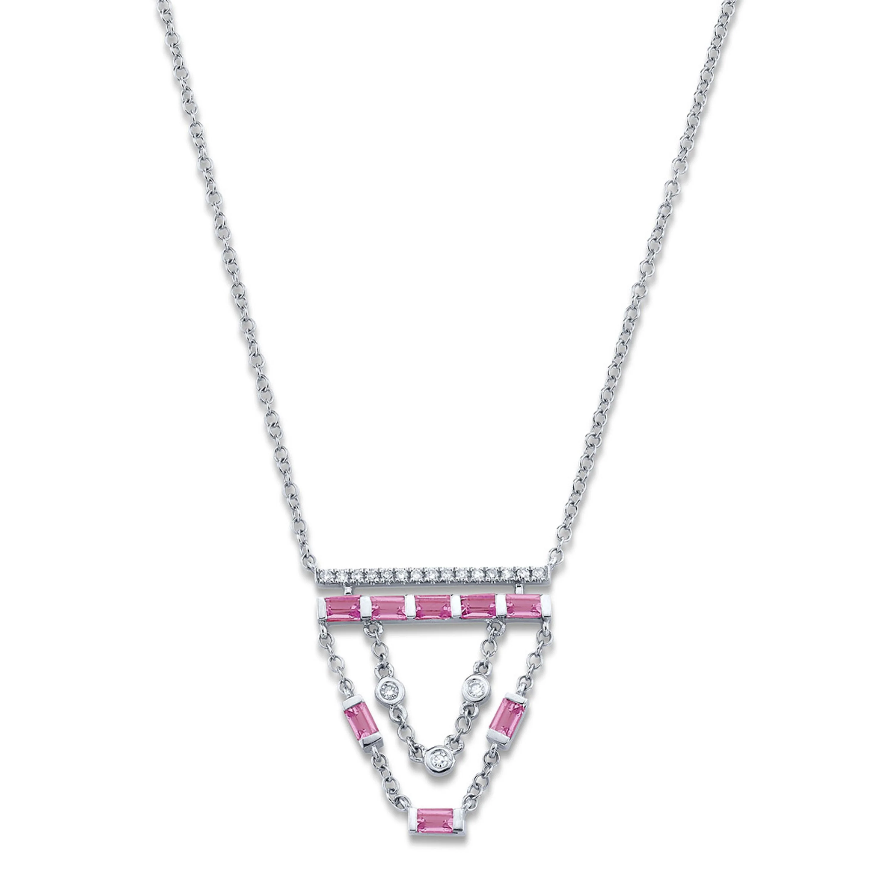 PINK SAPPHIRE & DIAMOND CASCADE NECKLACE - Image 5