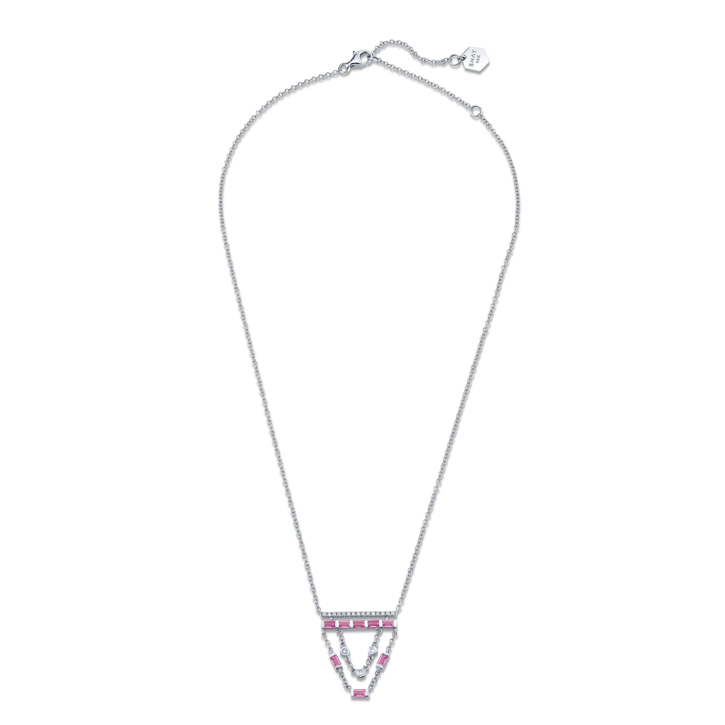 PINK SAPPHIRE & DIAMOND CASCADE NECKLACE - Image 6