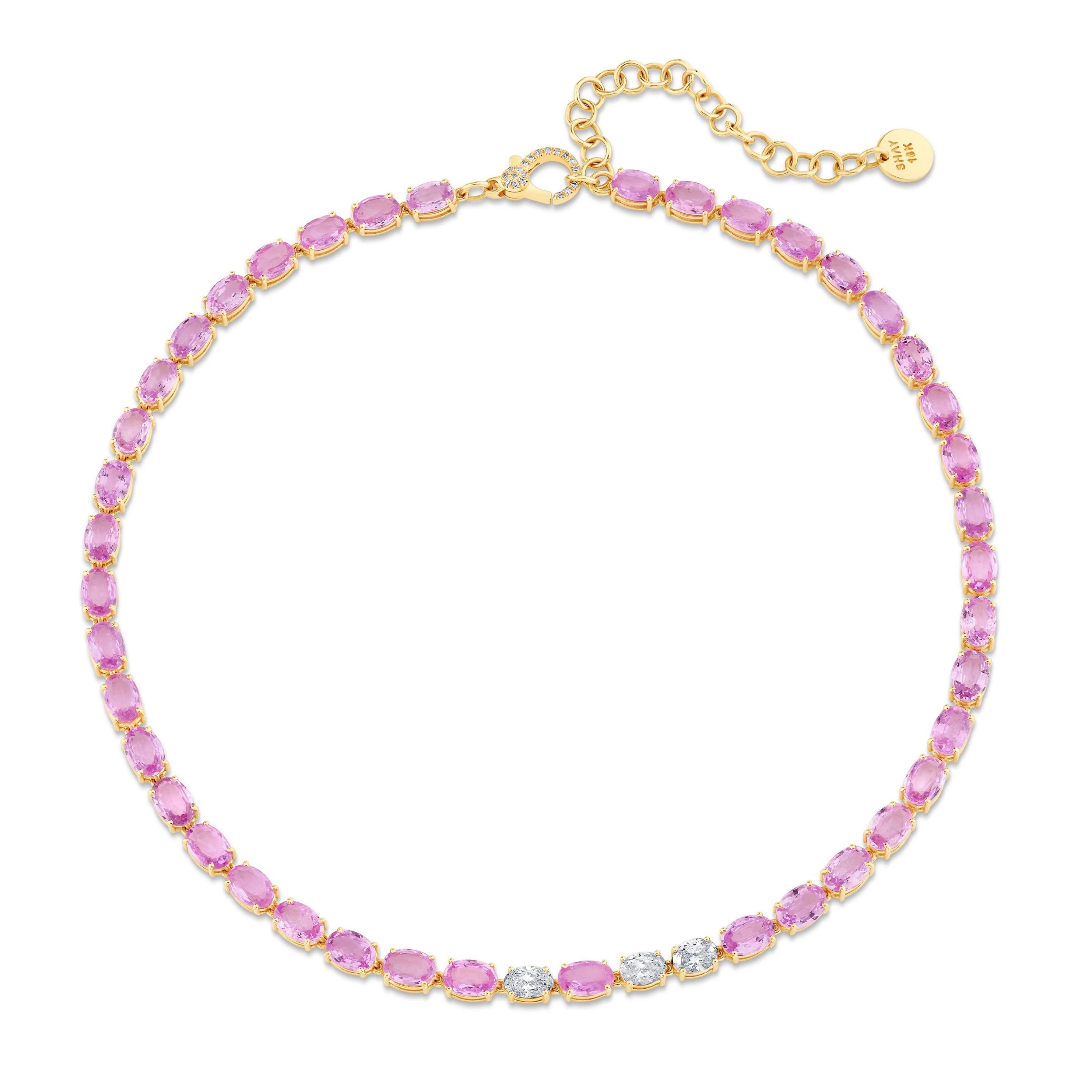 PINK SAPPHIRE & DIAMOND EAST-WEST TENNIS NECKLACE