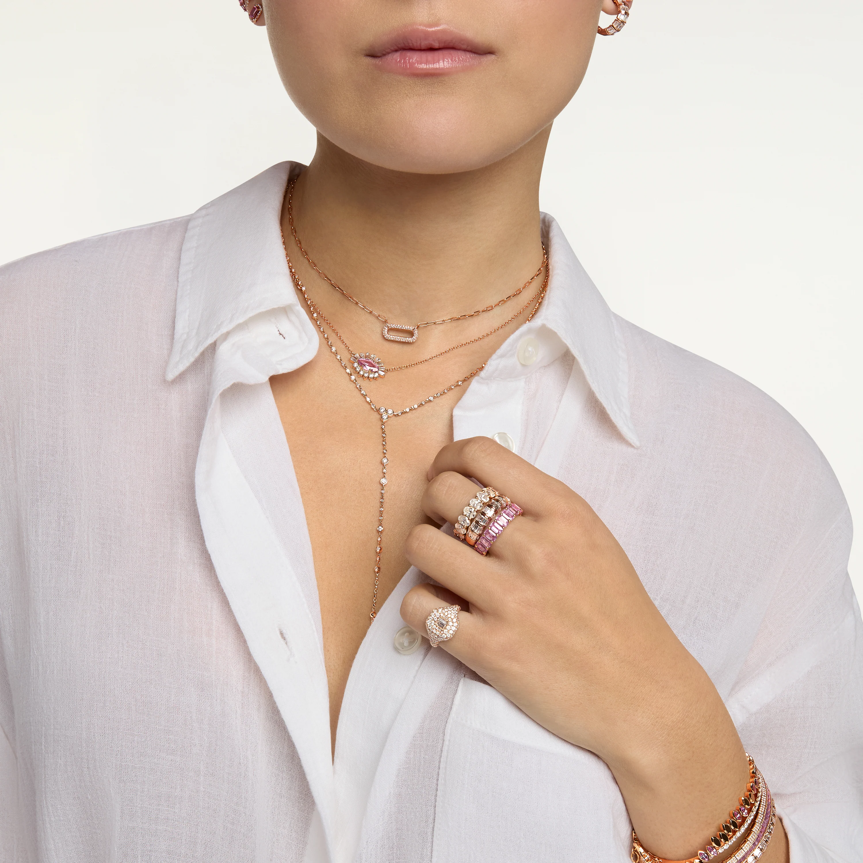 PINK SAPPHIRE & DIAMOND EVIL EYE NECKLACE - Image 2
