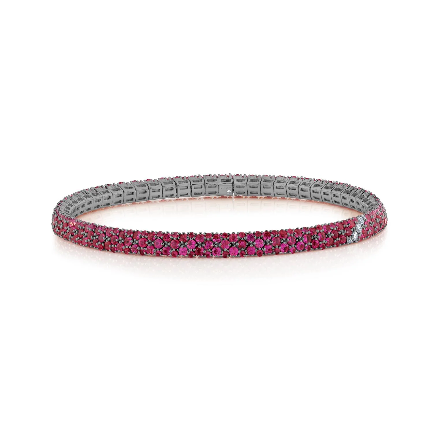 PINK SAPPHIRE & DIAMOND MESH STRETCH BRACELET - Image 4