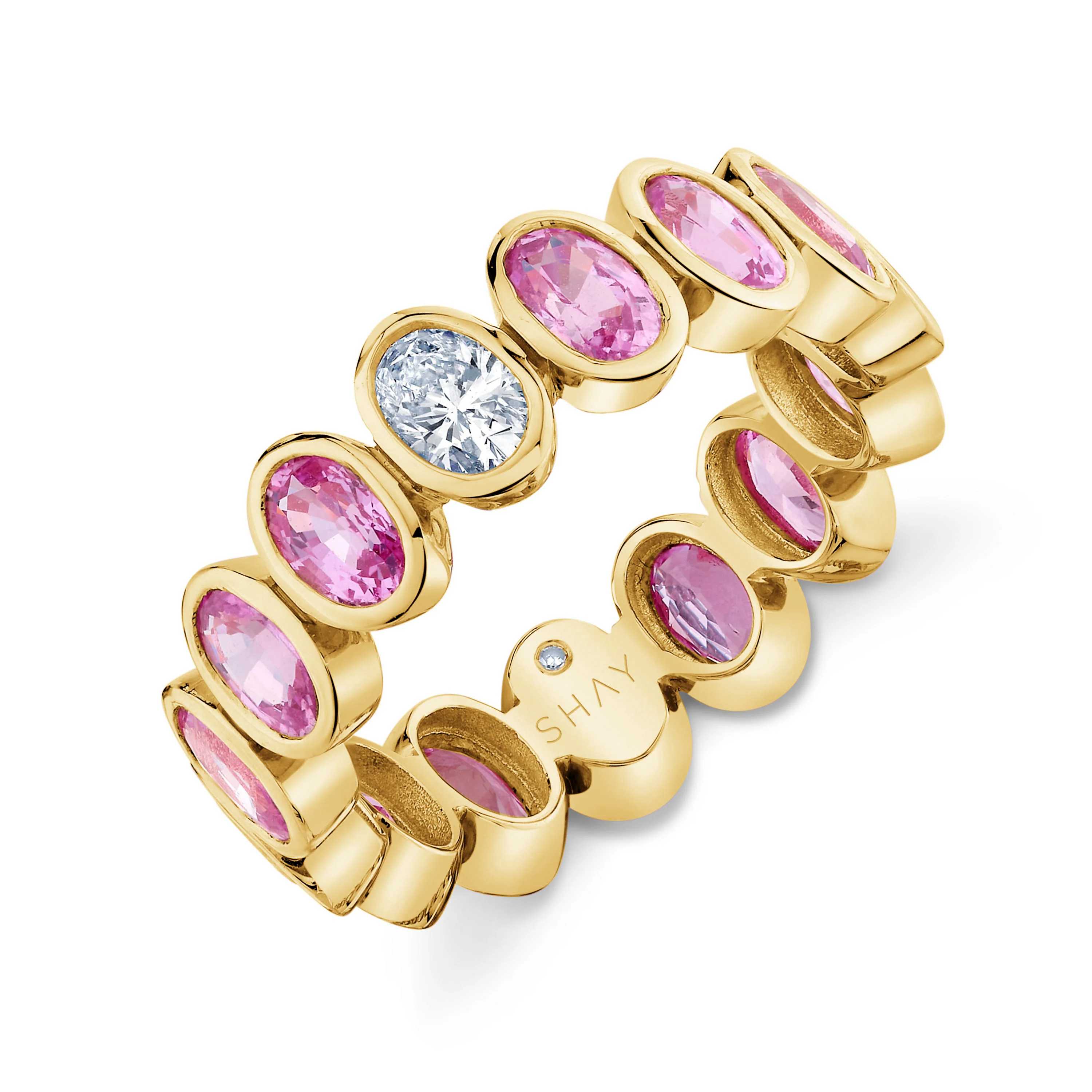 PINK SAPPHIRE & DIAMOND OVAL BEZEL BAND - Image 3