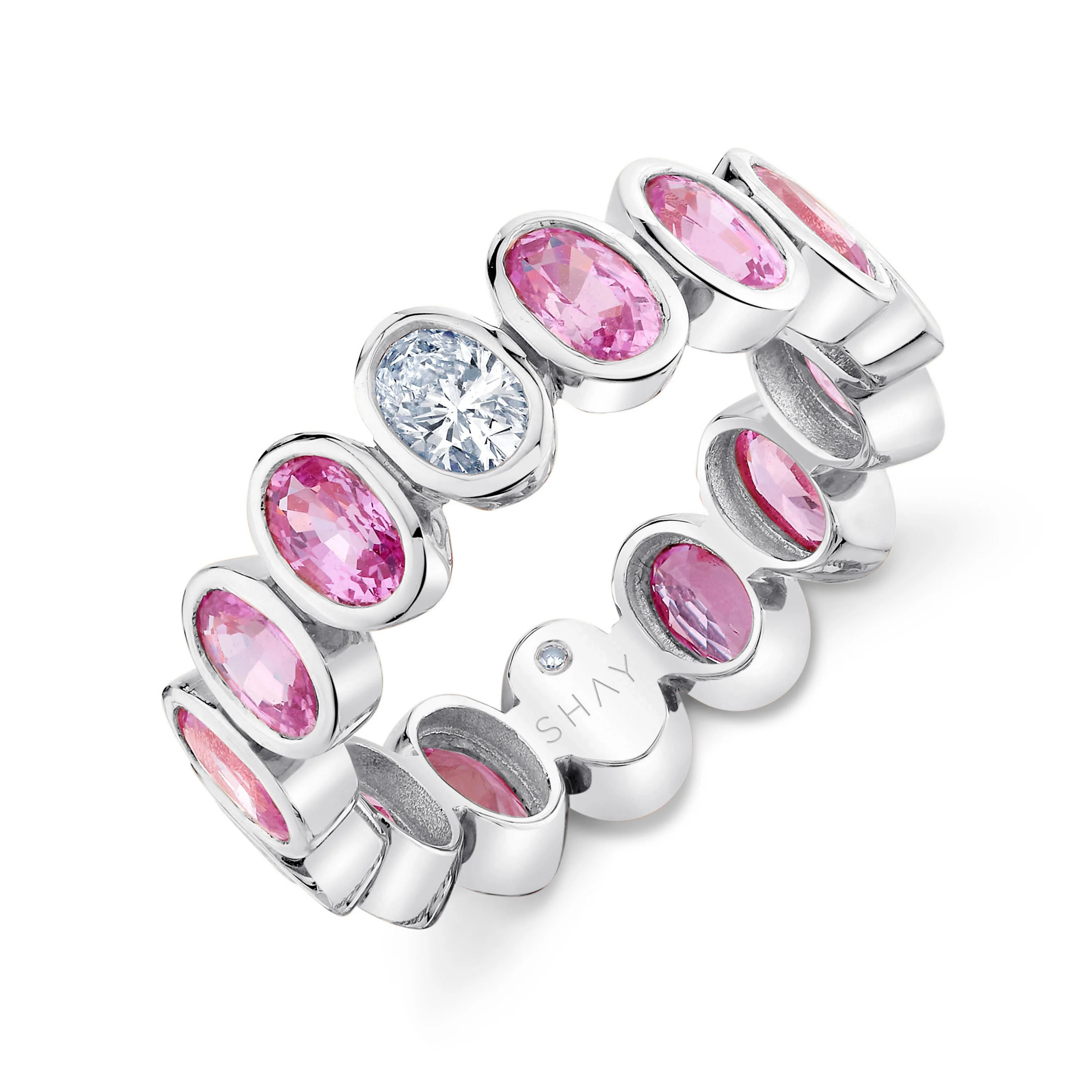 PINK SAPPHIRE & DIAMOND OVAL BEZEL BAND - Image 4