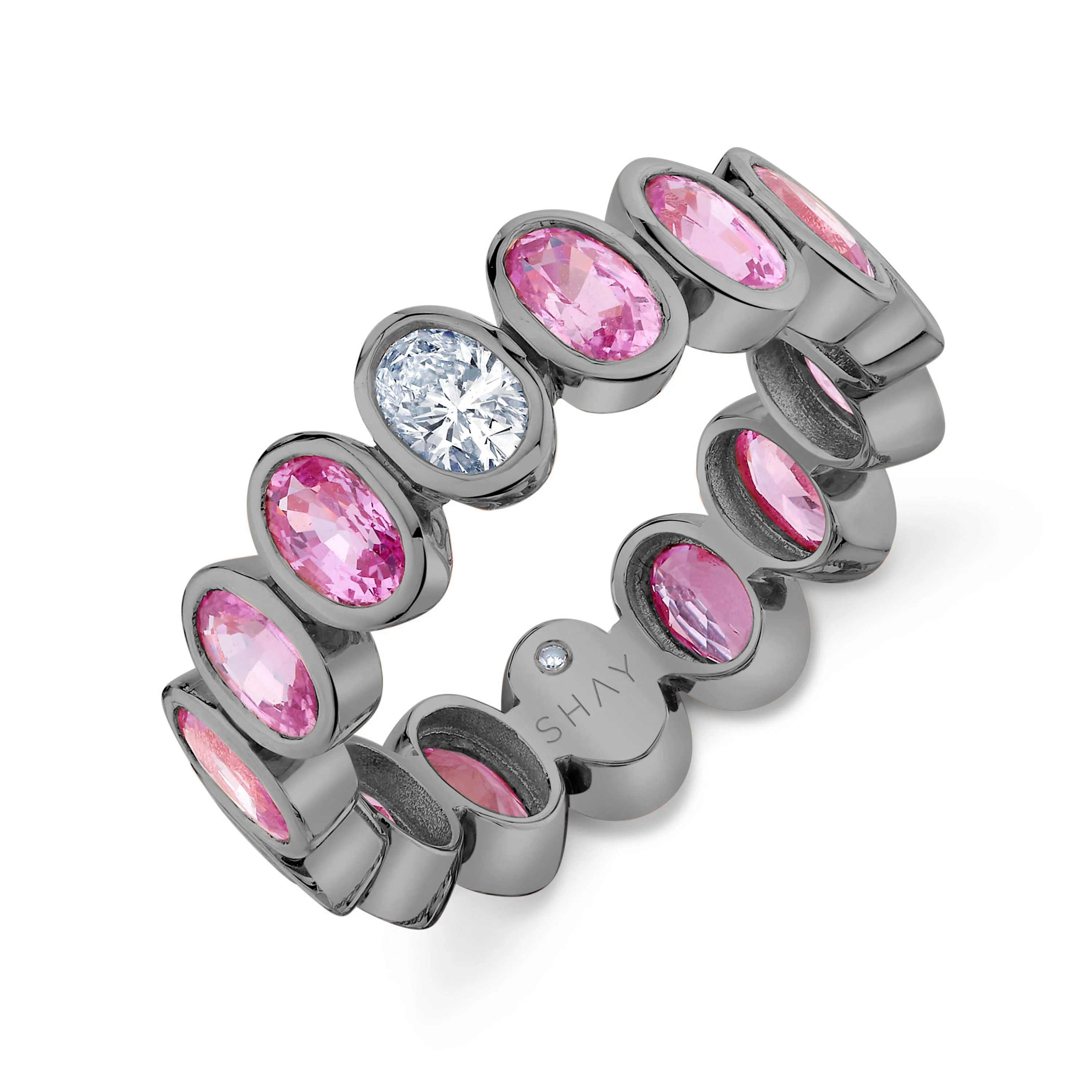 PINK SAPPHIRE & DIAMOND OVAL BEZEL BAND - Image 5