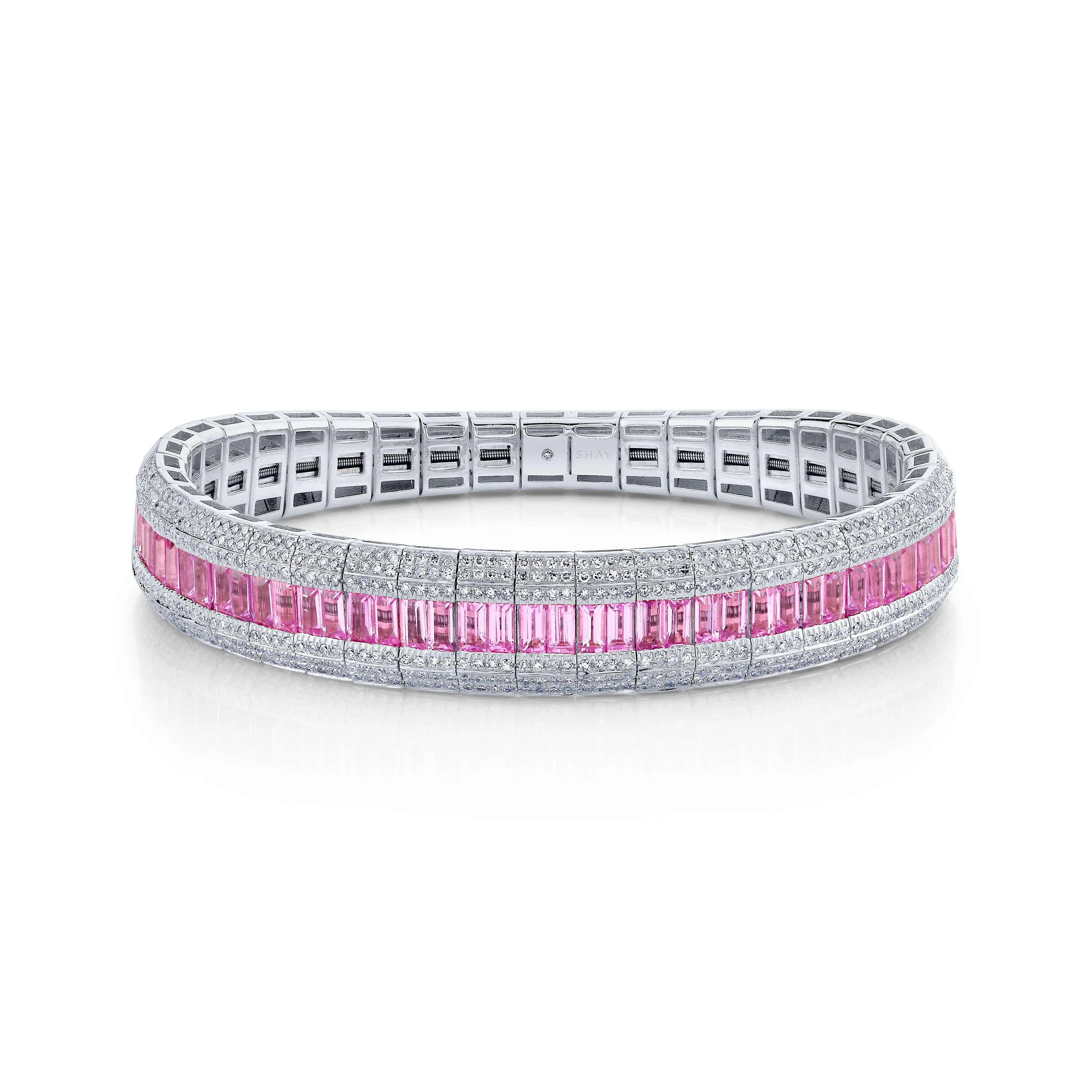 PINK SAPPHIRE & DIAMOND STRETCH BRACELET - Image 4