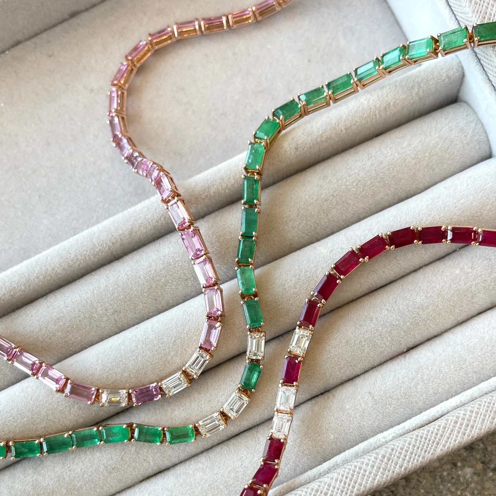 PINK SAPPHIRE & DIAMOND TENNIS NECKLACE - Image 5