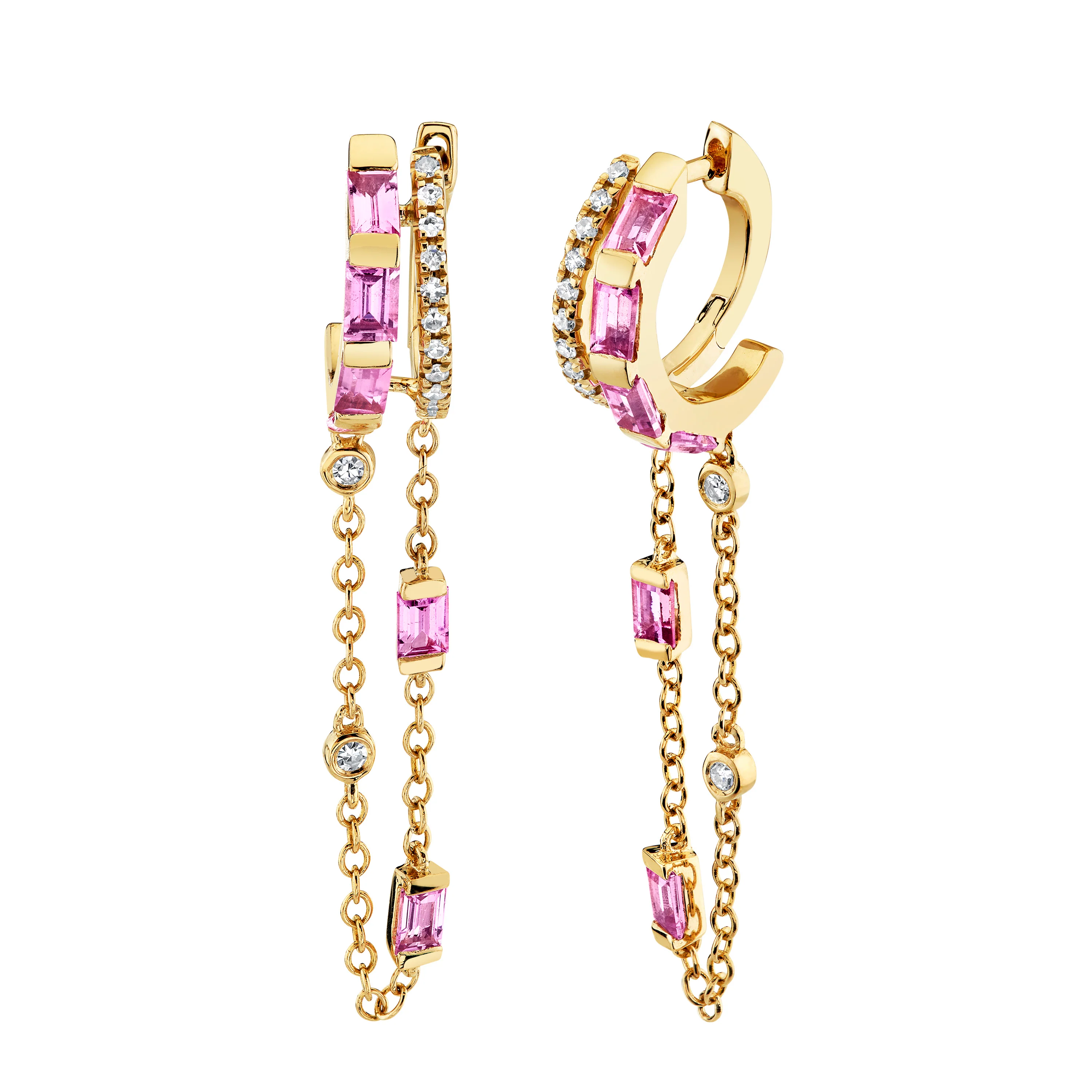 PINK SAPPHIRE DOUBLE FRINGE HUGGIES - Image 3