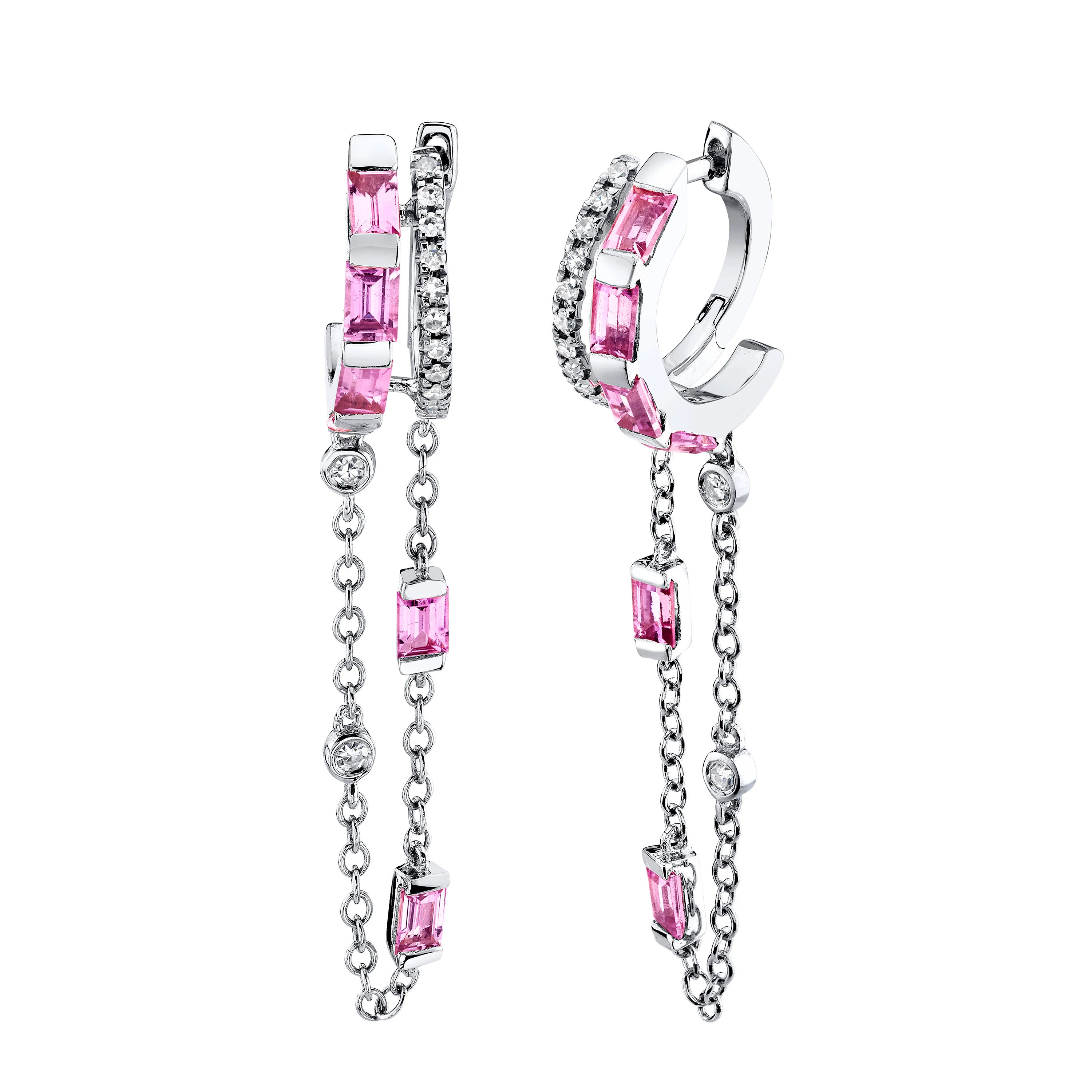 PINK SAPPHIRE DOUBLE FRINGE HUGGIES - Image 4