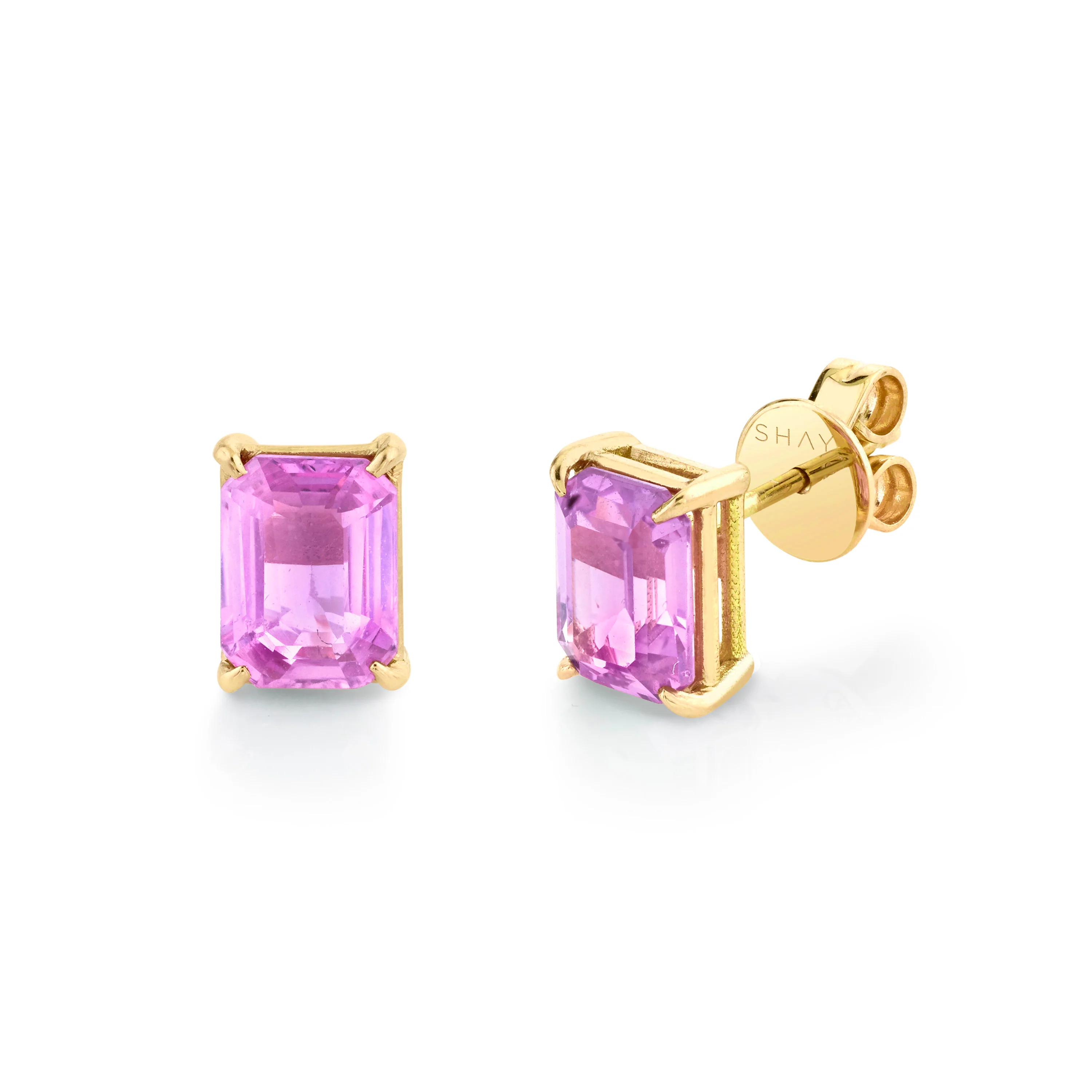 PINK SAPPHIRE EMERALD CUT STUDS