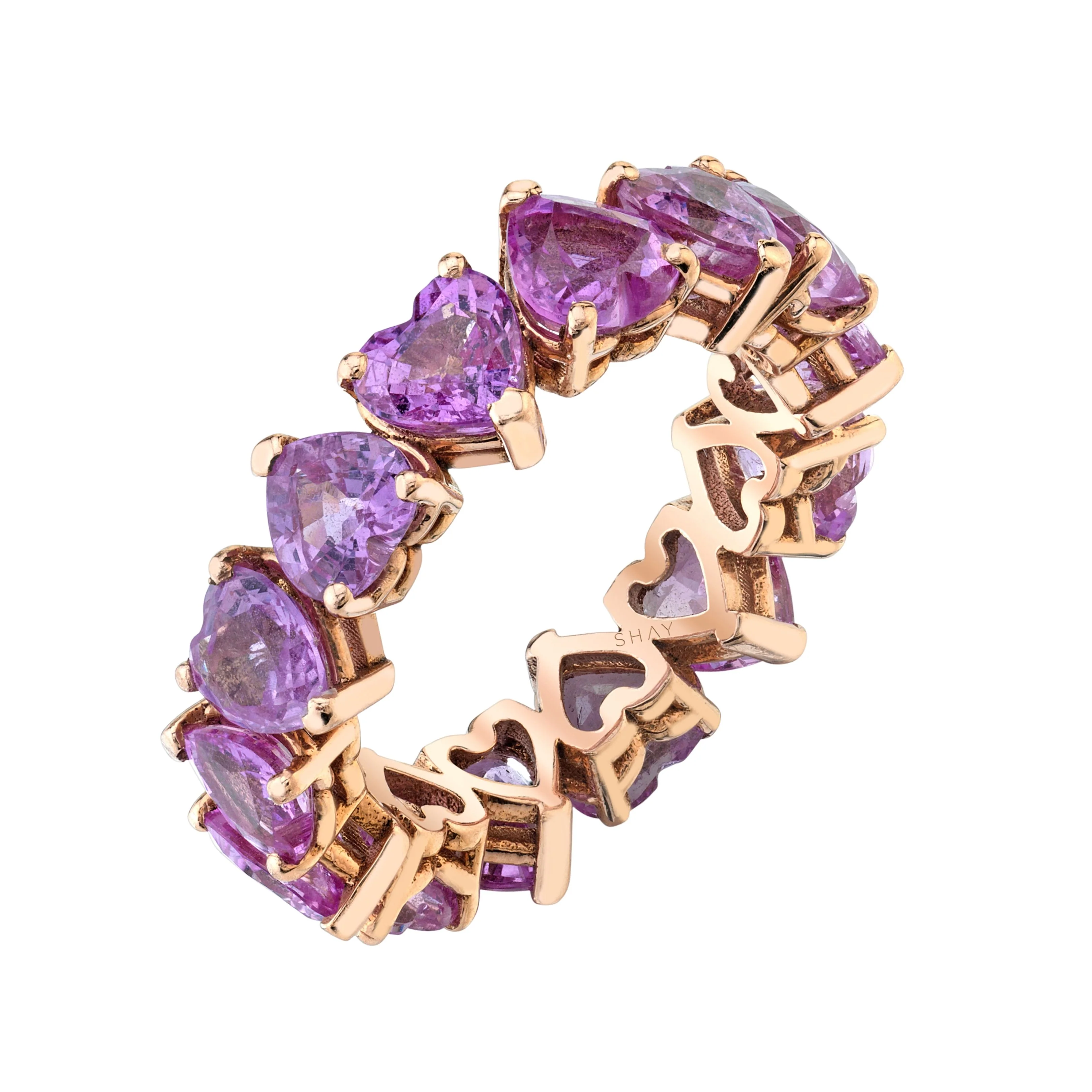 PINK SAPPHIRE HEART ETERNITY BAND - Image 3