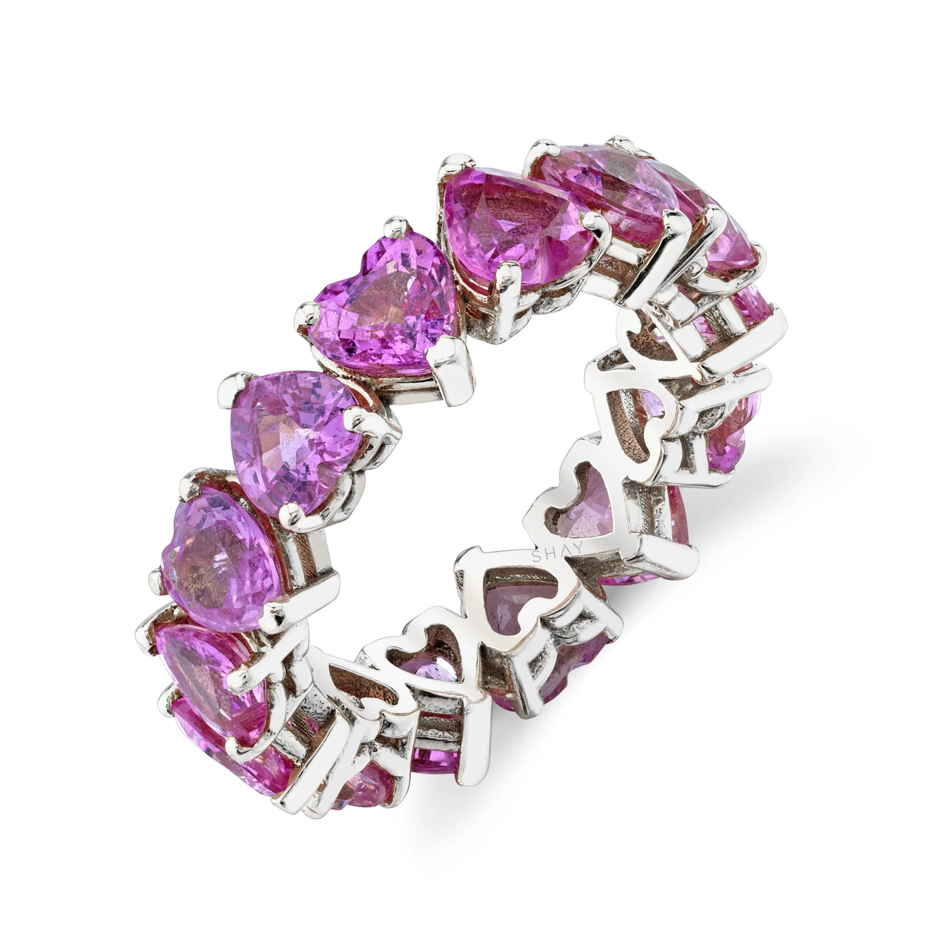PINK SAPPHIRE HEART ETERNITY BAND - Image 4