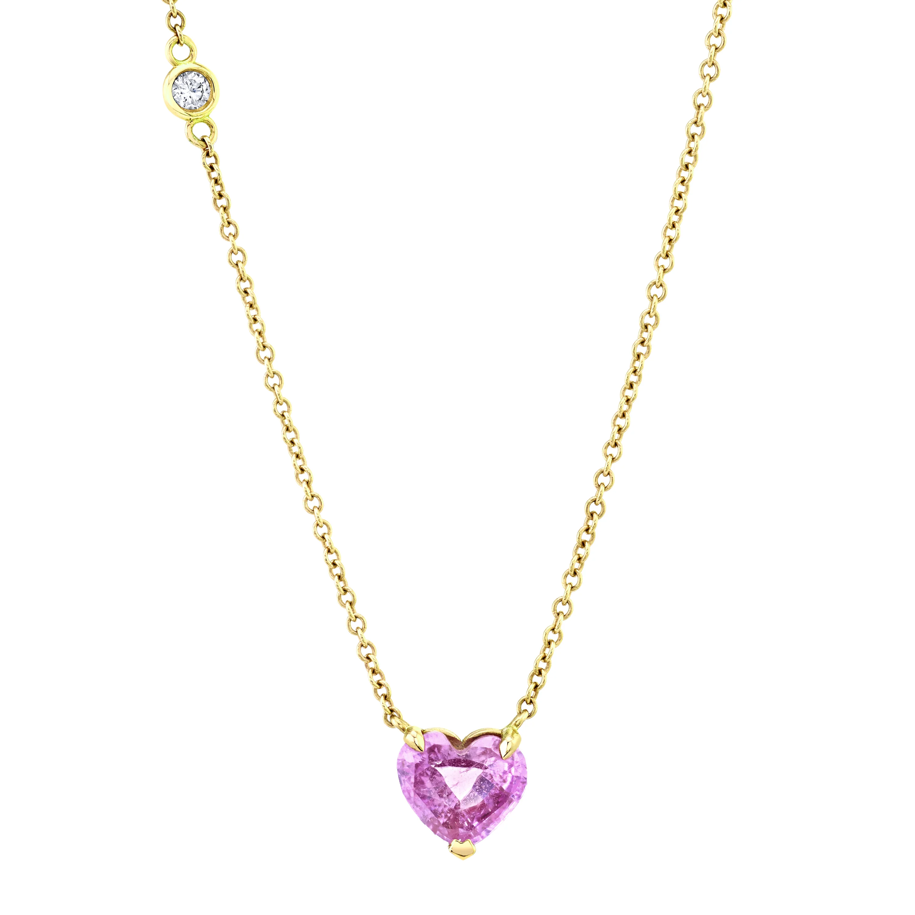 PINK SAPPHIRE HEART NECKLACE