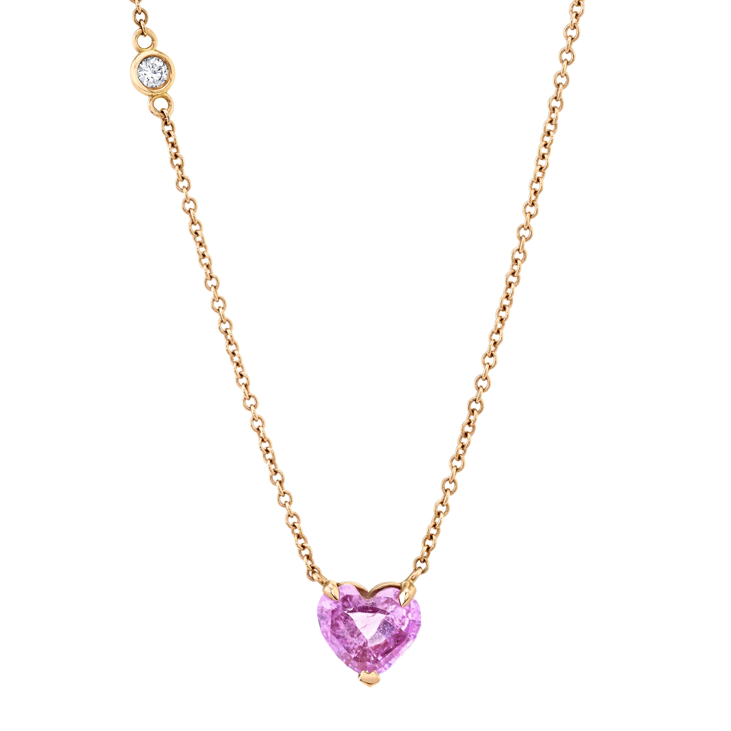 PINK SAPPHIRE HEART NECKLACE - Image 3