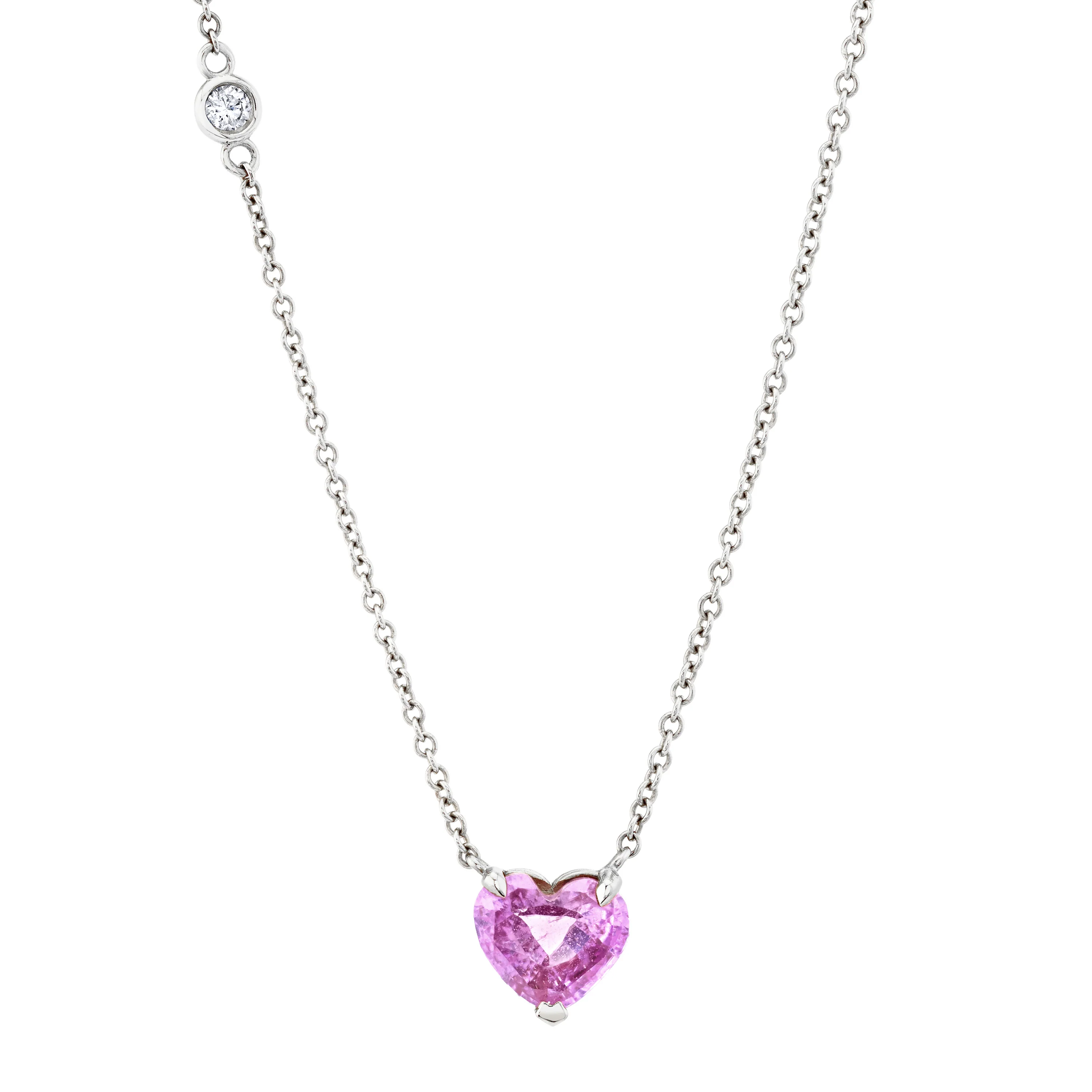 PINK SAPPHIRE HEART NECKLACE - Image 5