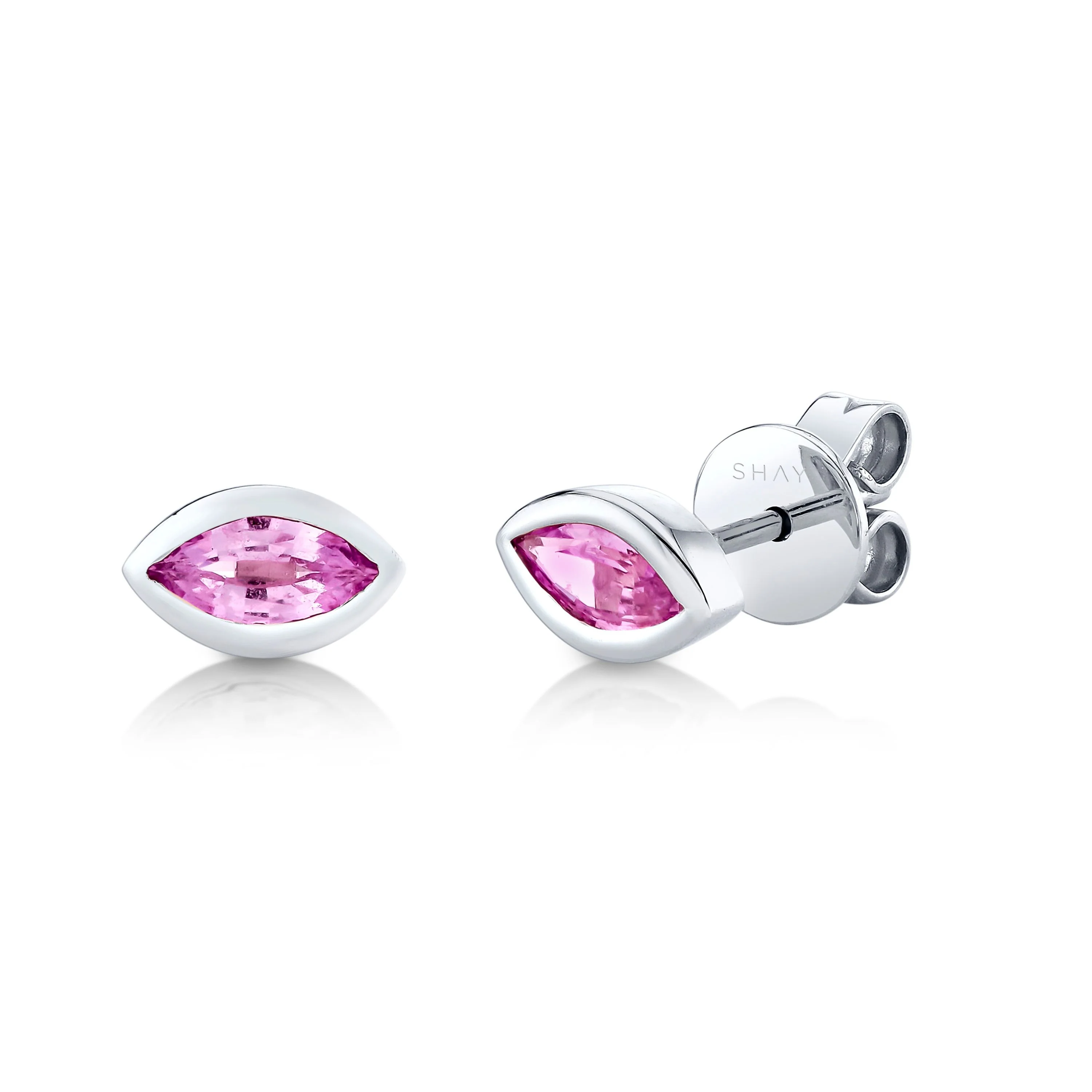 PINK SAPPHIRE MARQUISE BEZEL STUDS - Image 4