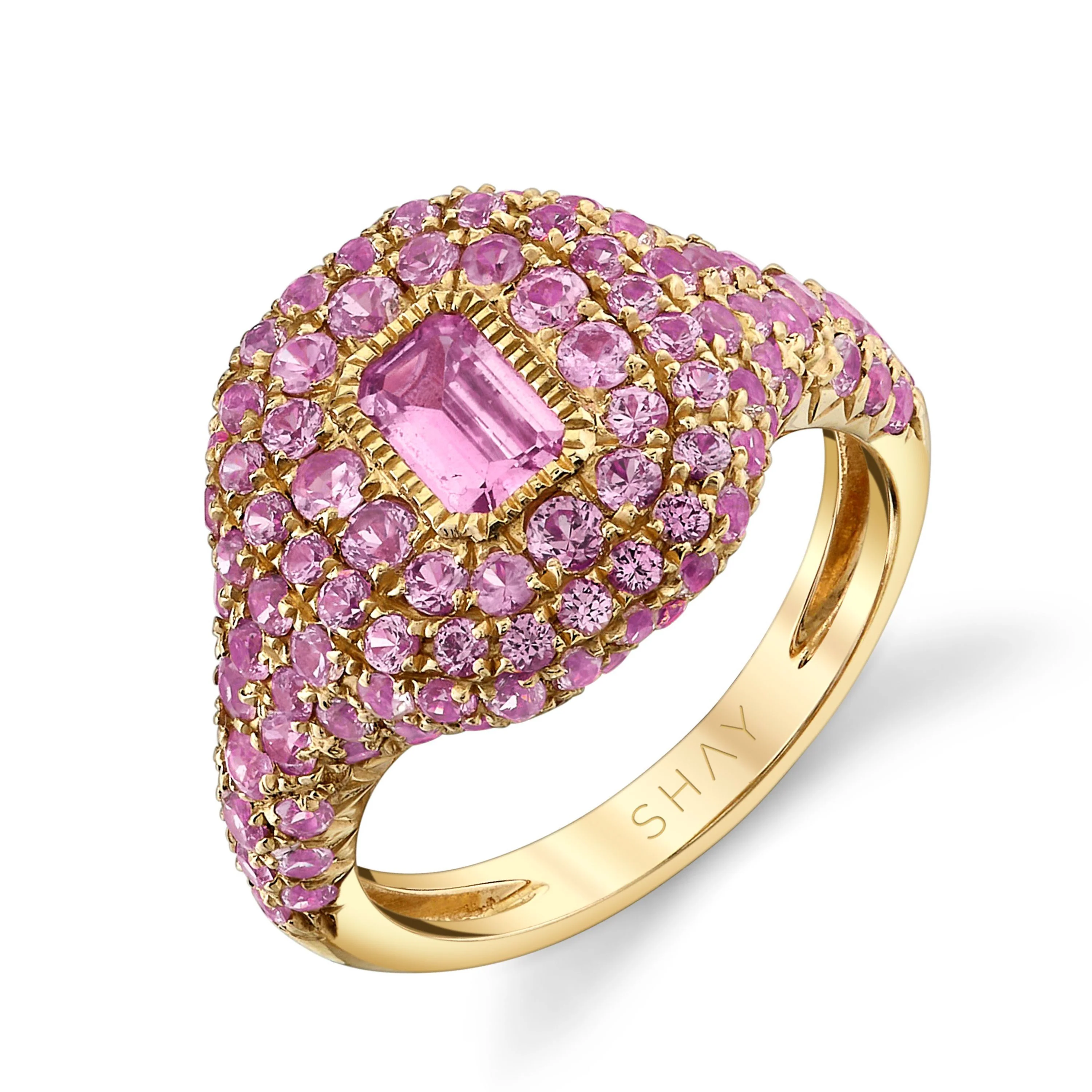 PINK SAPPHIRE PAVE PINKY RING - Image 3