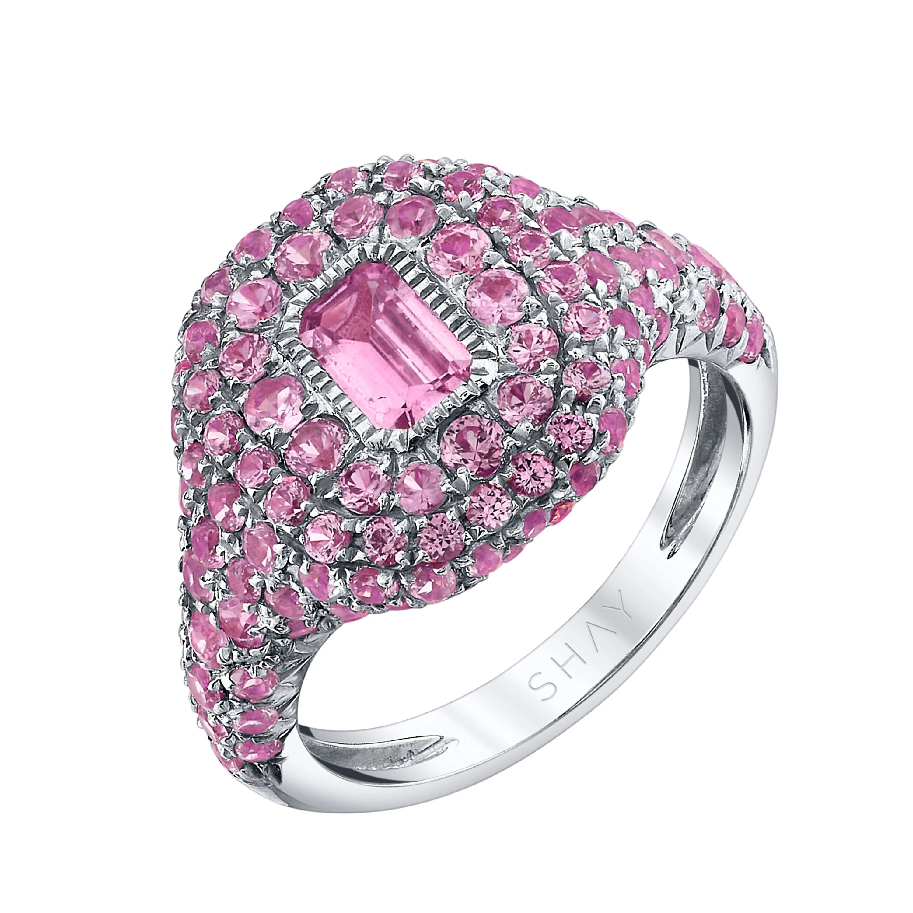 PINK SAPPHIRE PAVE PINKY RING - Image 4