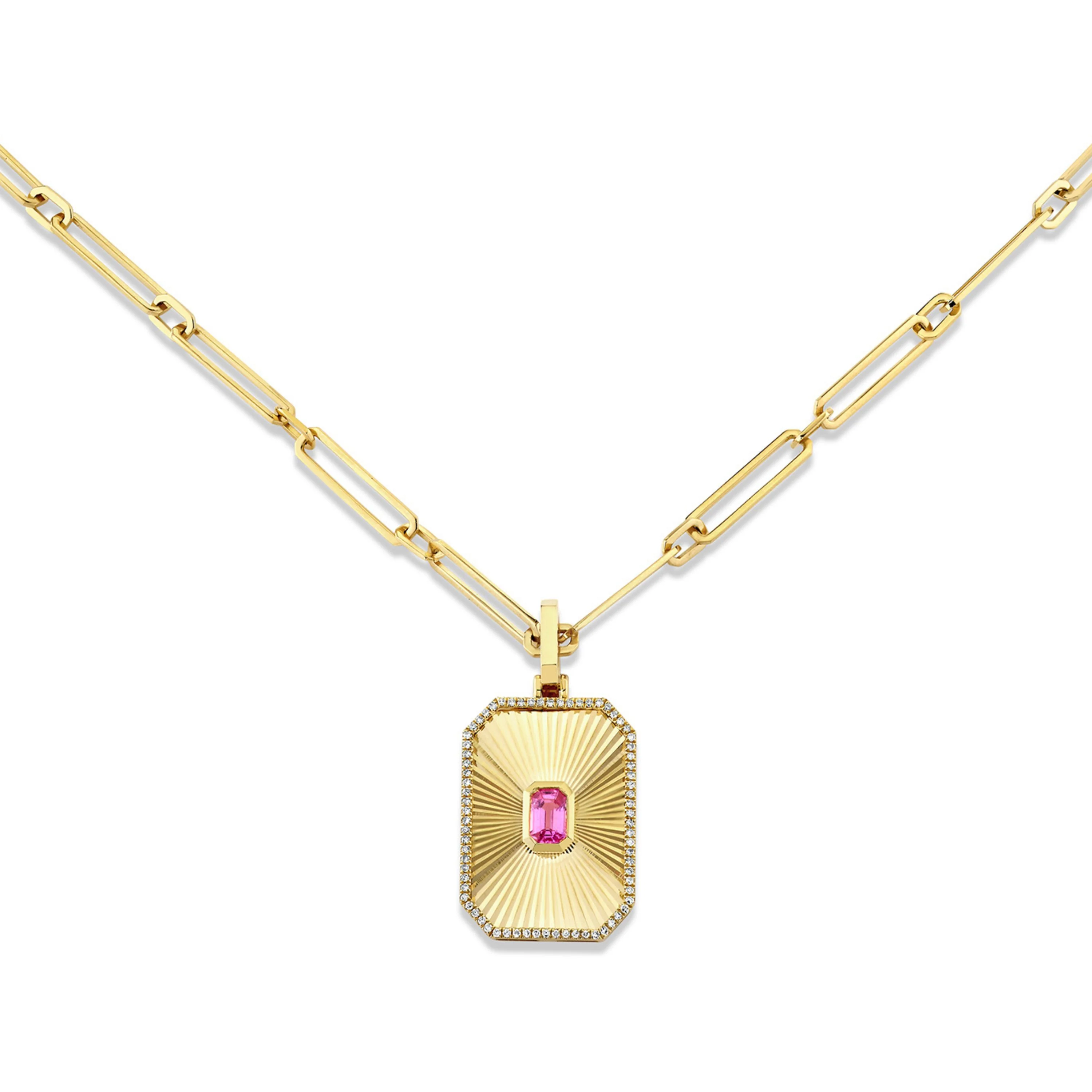 PINK SAPPHIRE RADIANT DECO NECKLACE