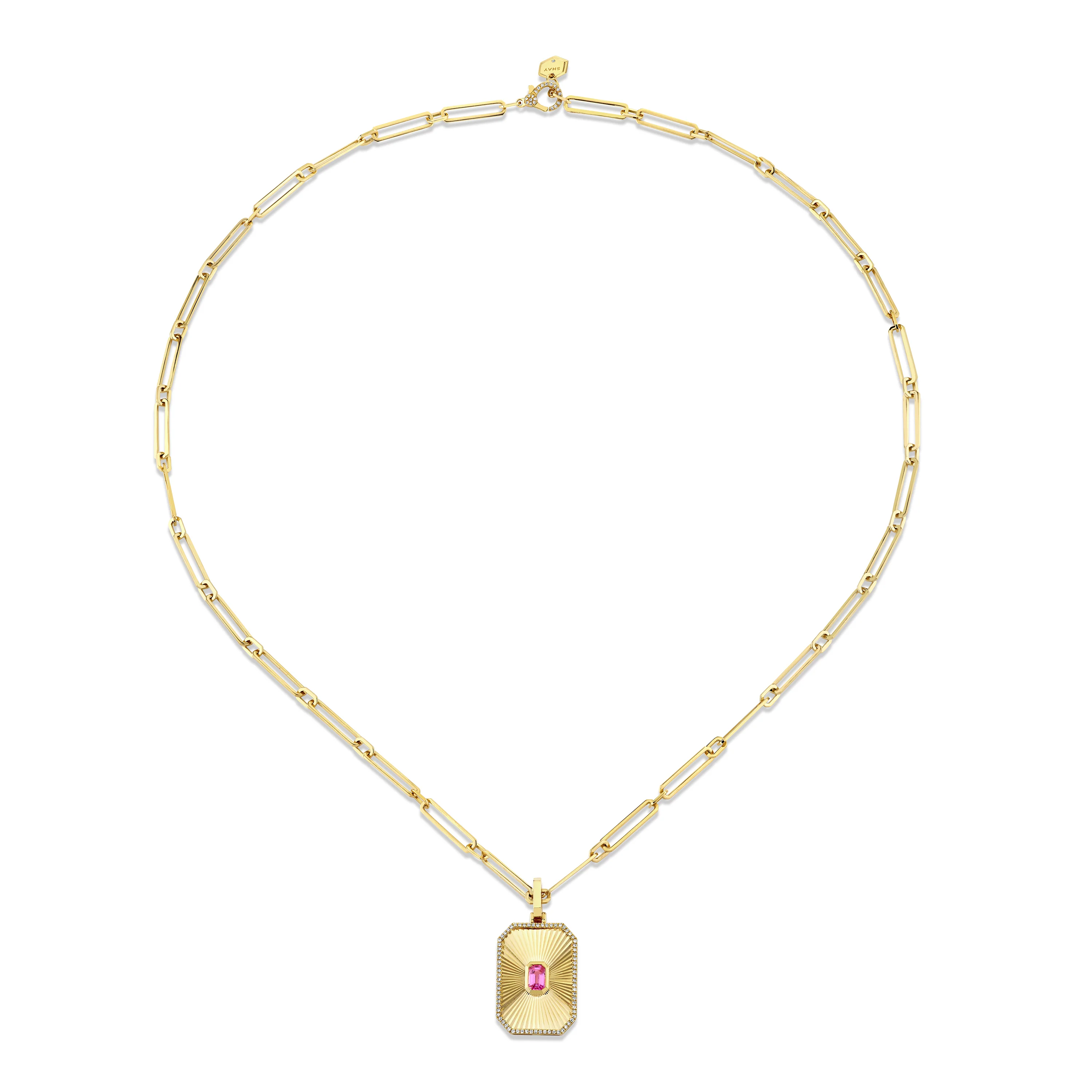 PINK SAPPHIRE RADIANT DECO NECKLACE - Image 3