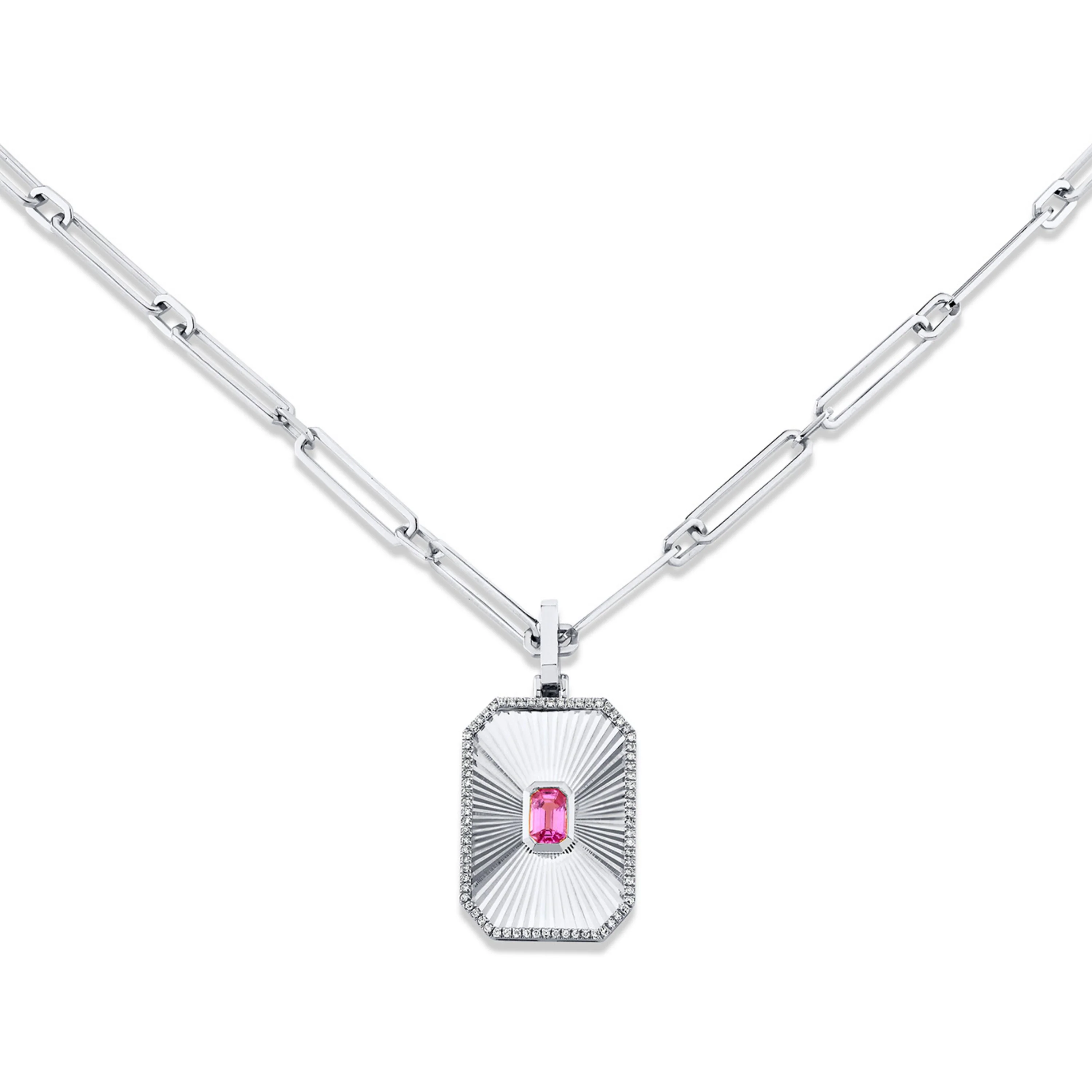 PINK SAPPHIRE RADIANT DECO NECKLACE - Image 6