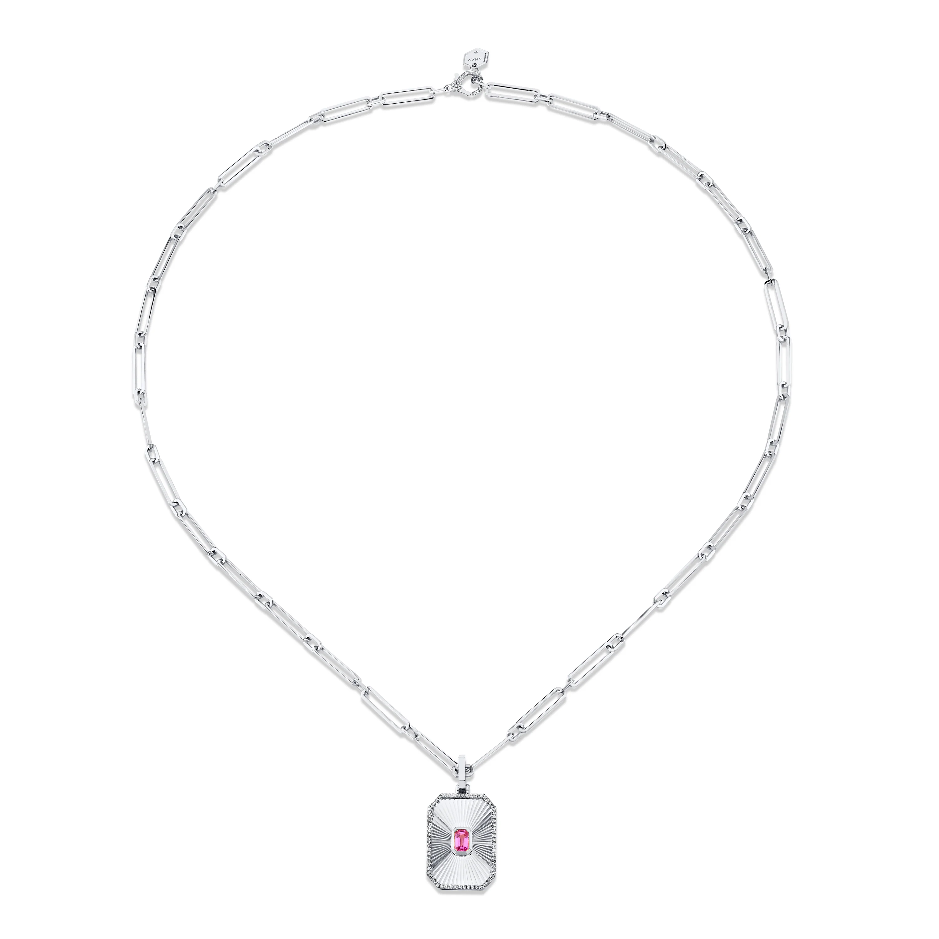 PINK SAPPHIRE RADIANT DECO NECKLACE - Image 7