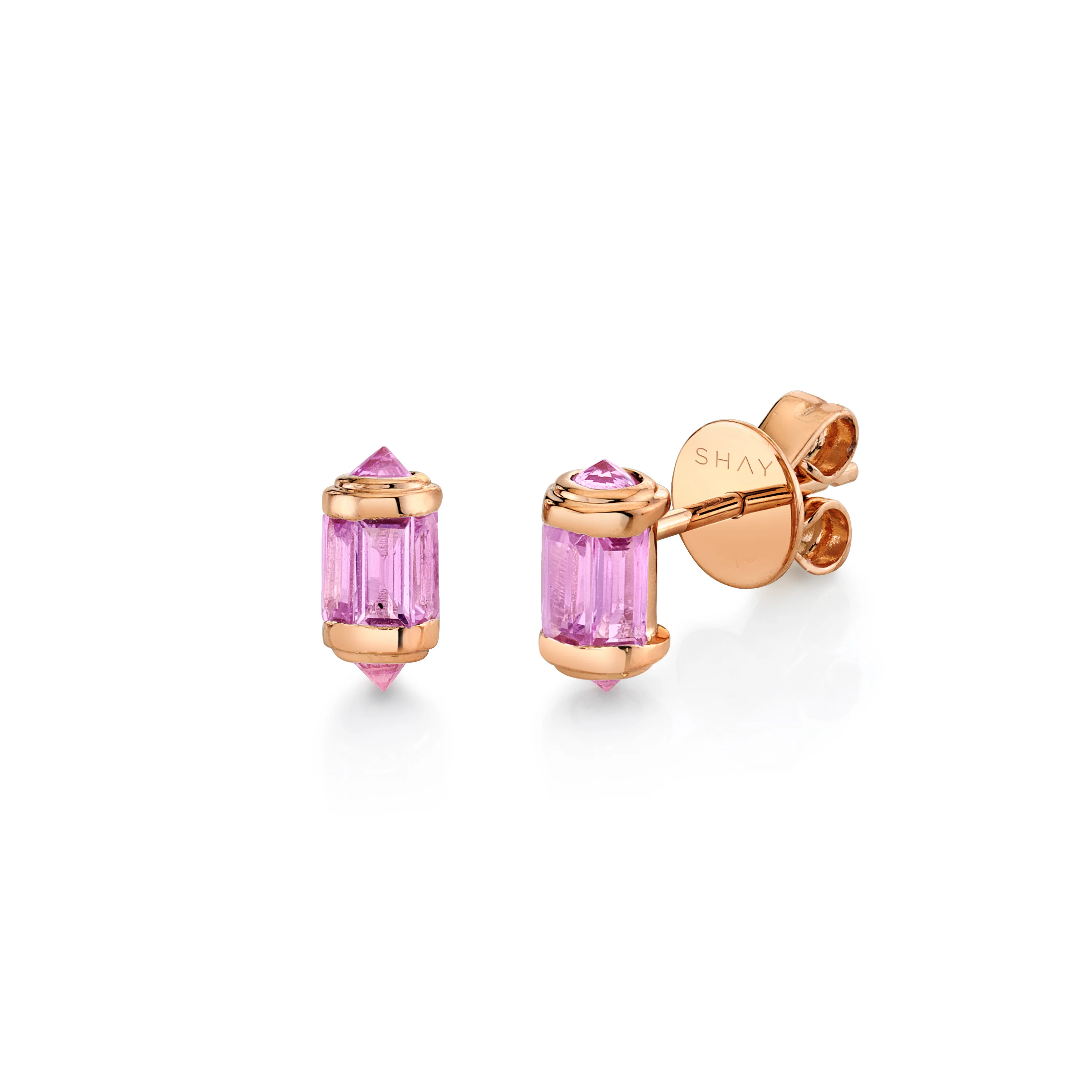 PINK SAPPHIRE RIPPLE STUDS - Image 3