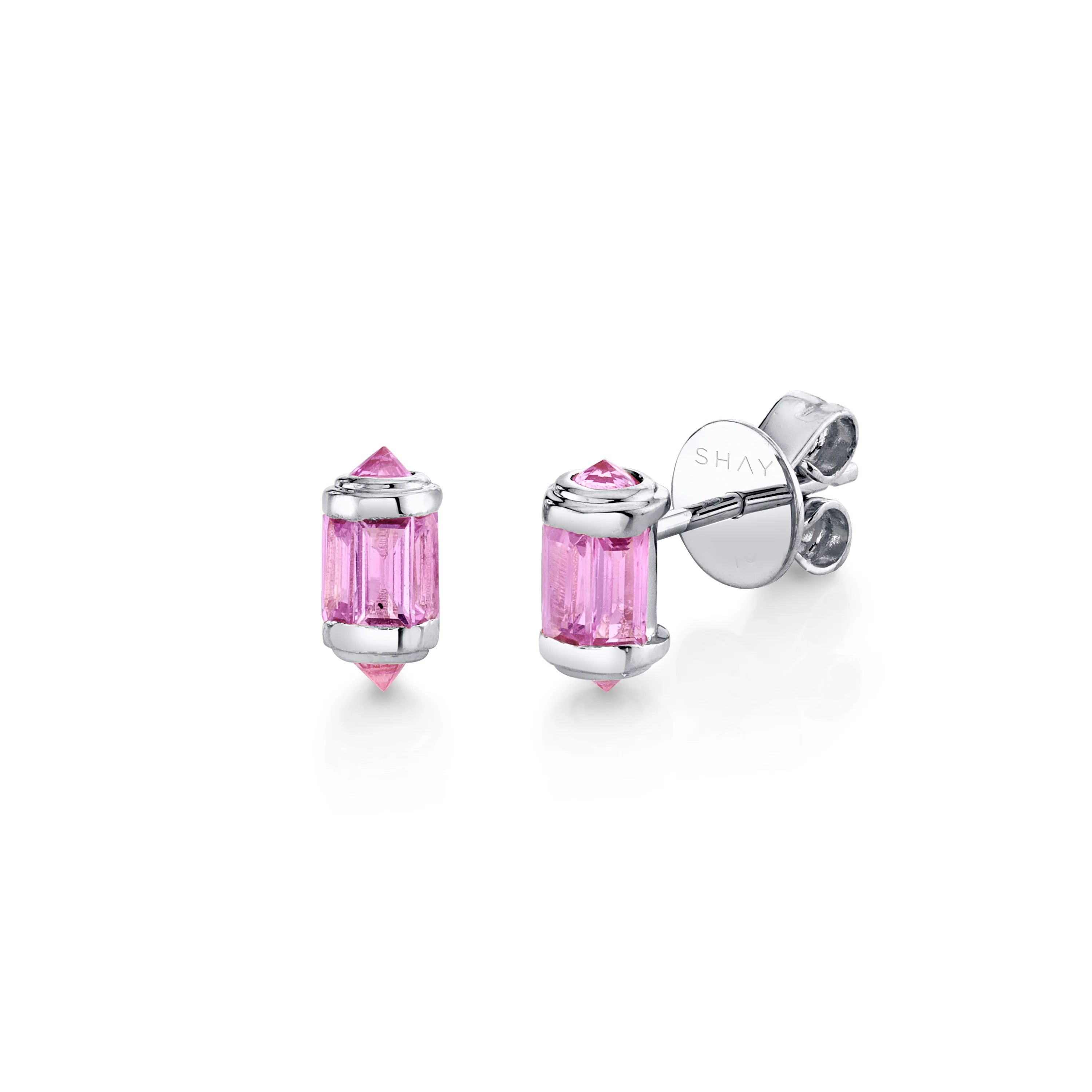 PINK SAPPHIRE RIPPLE STUDS - Image 4