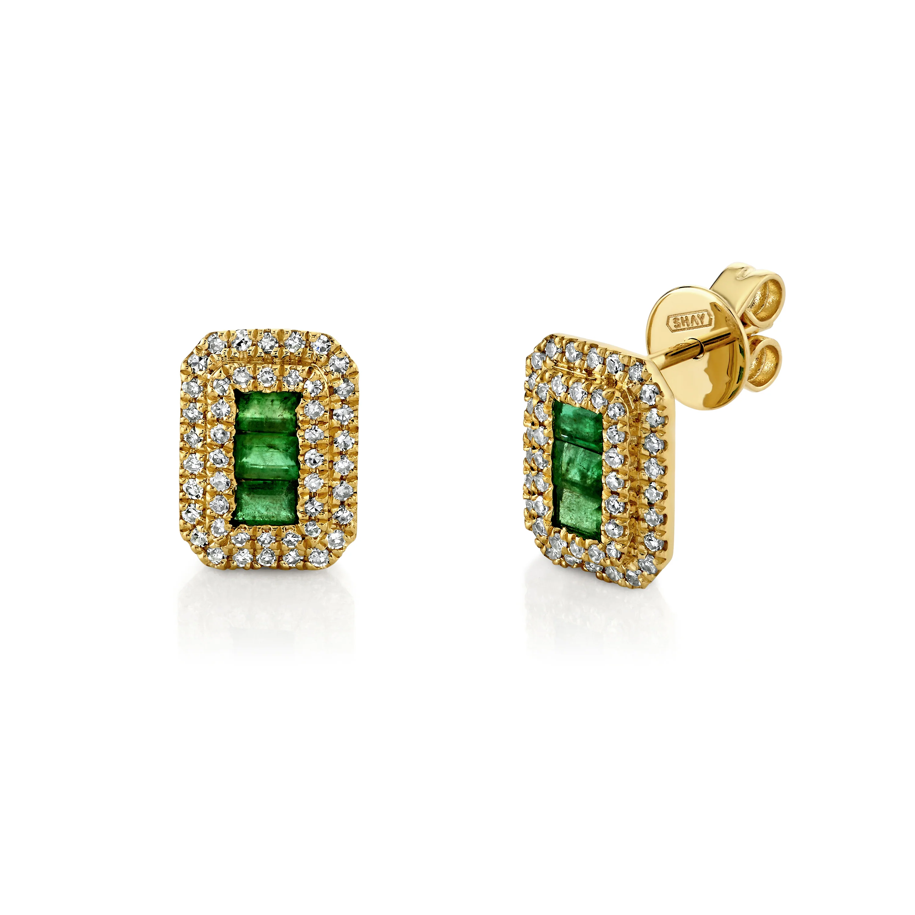 READY TO SHIP EMERALD & DIAMOND SCALES STUDS