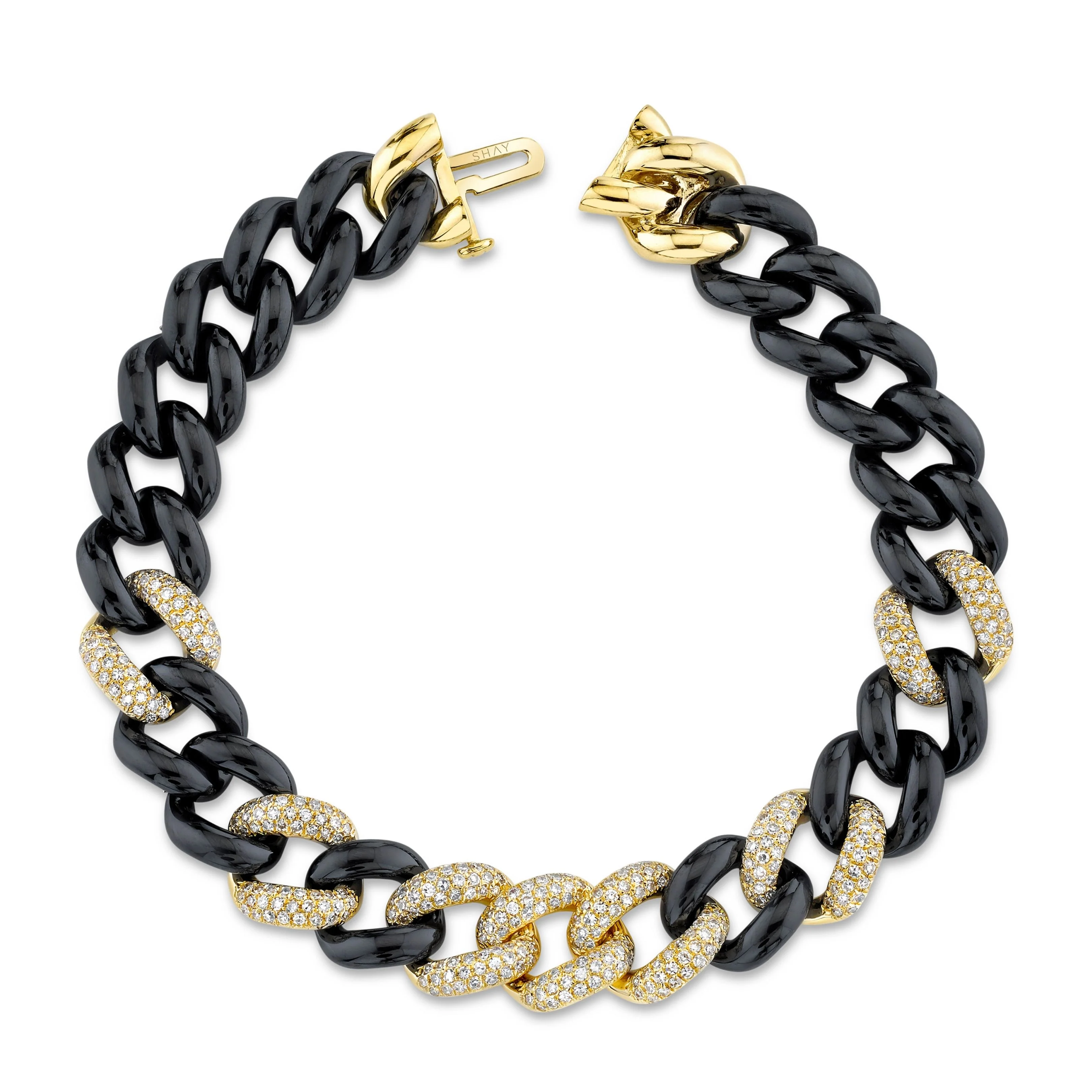 READY TO SHIP BLACK CERAMIC PAVE ESSENTIAL LINK BRACELET