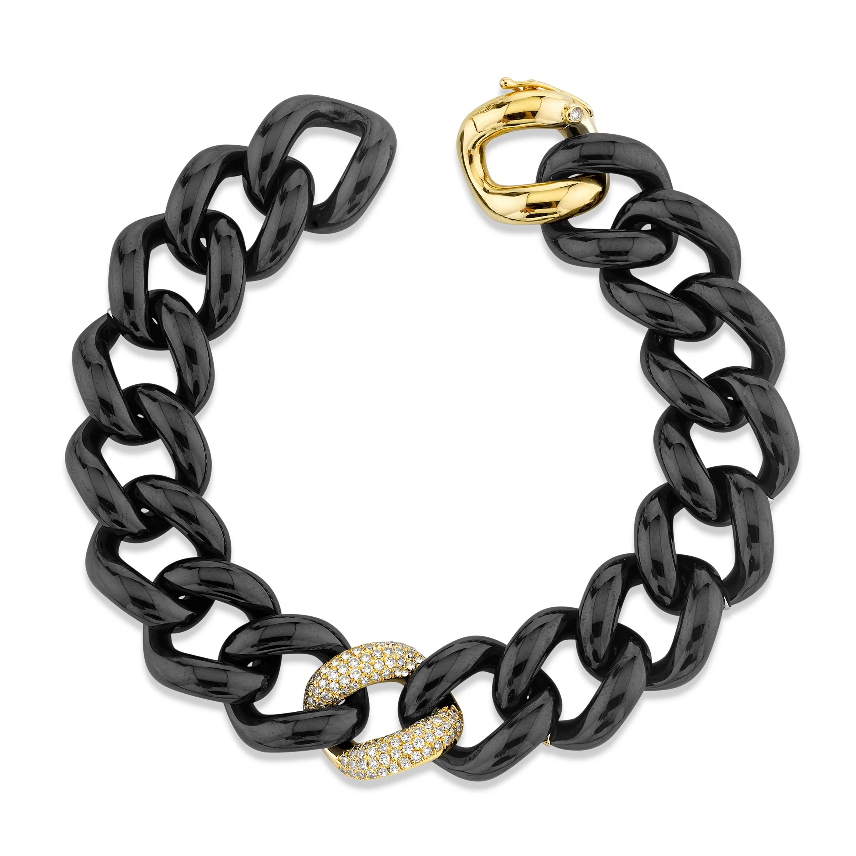 READY TO SHIP BLACK CERAMIC SINGLE PAVE JUMBO LINK BRACELET