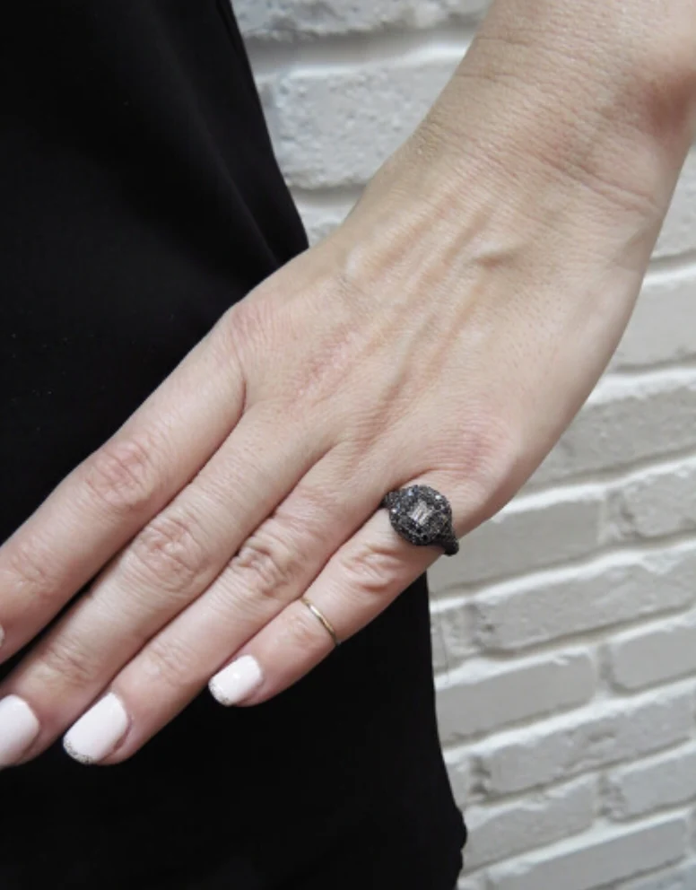 READY TO SHIP BLACK DIAMOND PAVE RING - Image 3