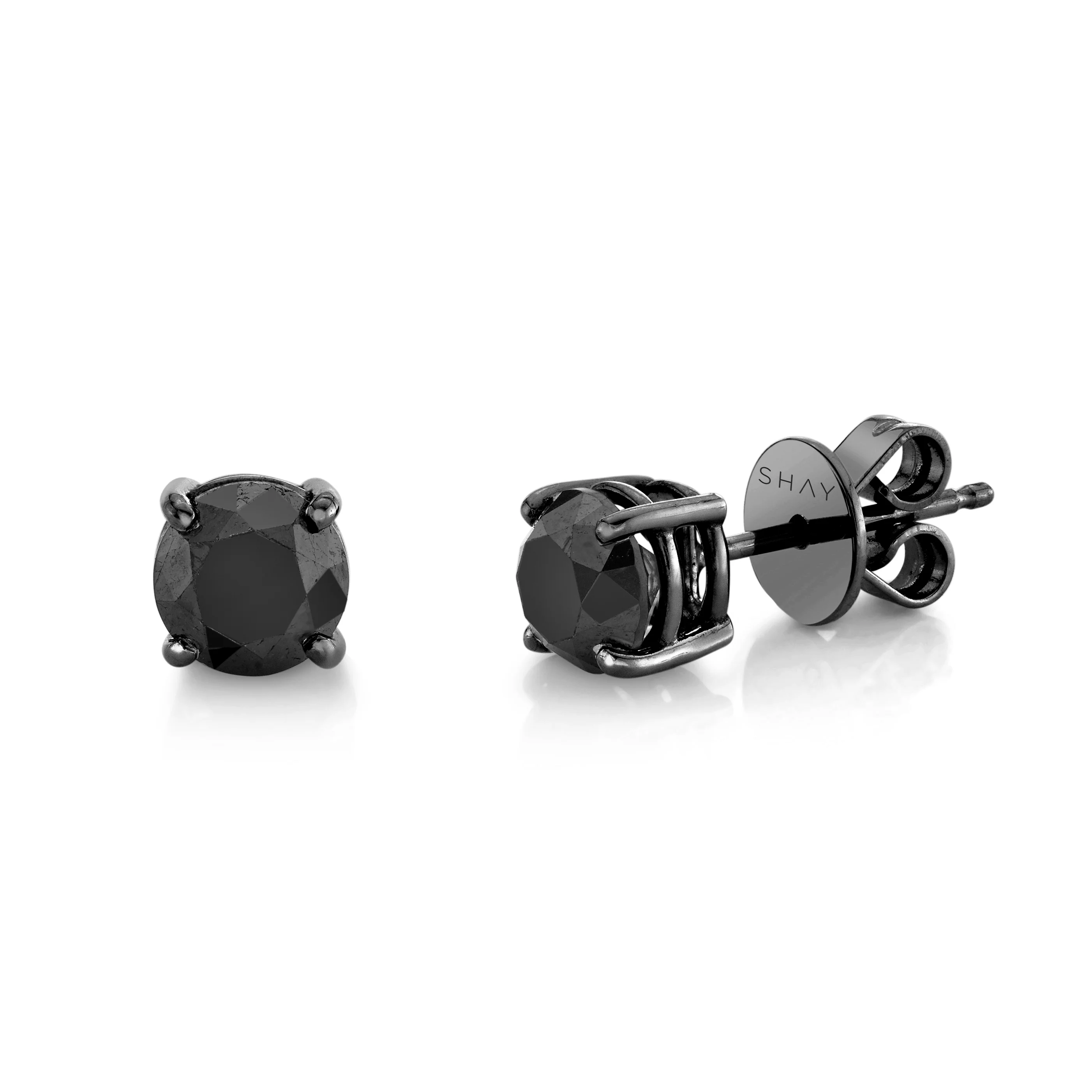READY TO SHIP BLACK DIAMOND ROUND STUDS CLASSIC - Image 2