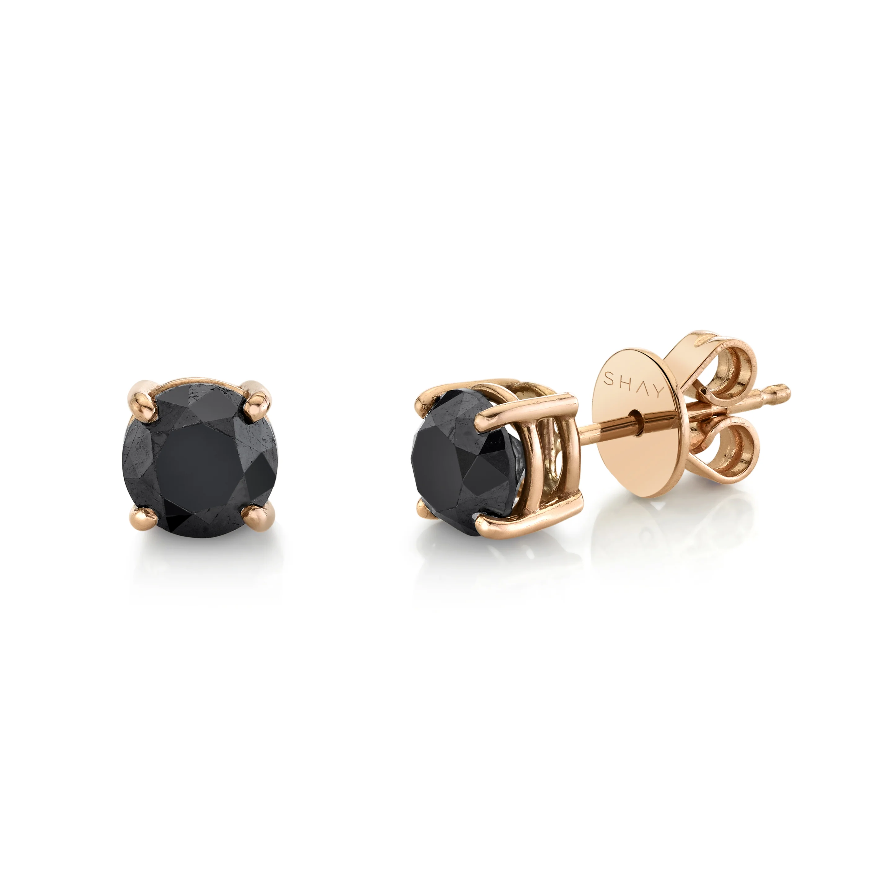 READY TO SHIP BLACK DIAMOND ROUND STUDS CLASSIC - Image 3