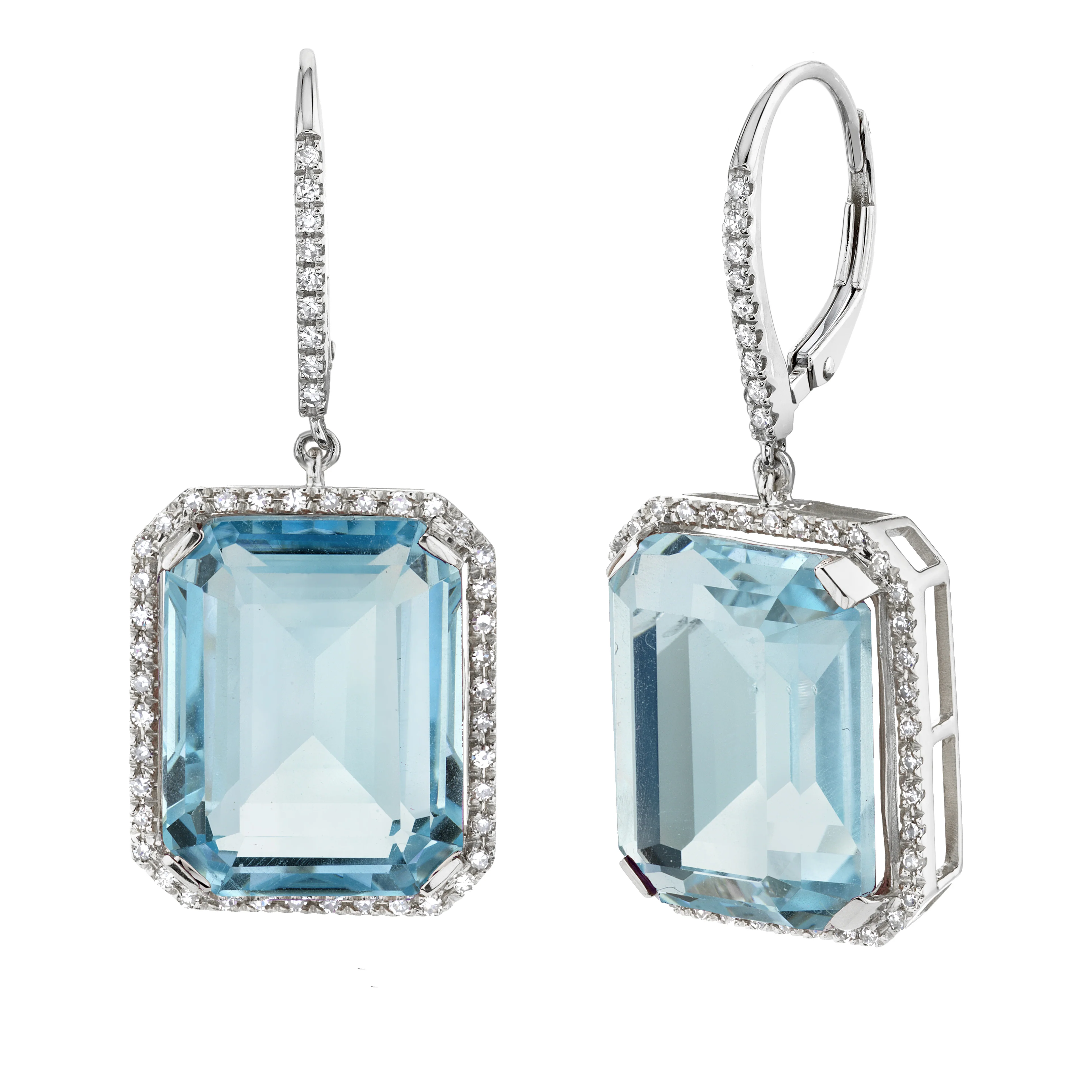 READY TO SHIP BLUE CRYSTAL & DIAMOND PORTRAIT EARRINGS