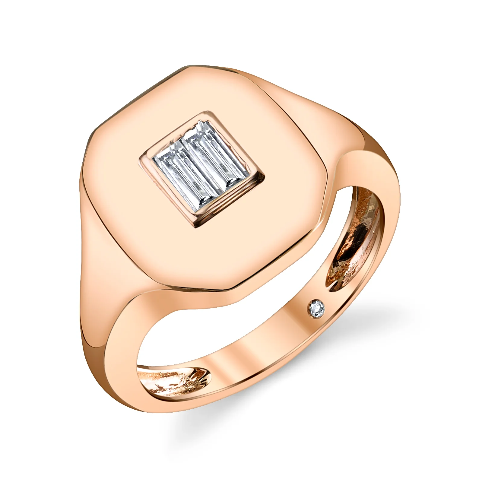 READY TO SHIP DIAMOND BAGUETTE PINKY RING - Image 3