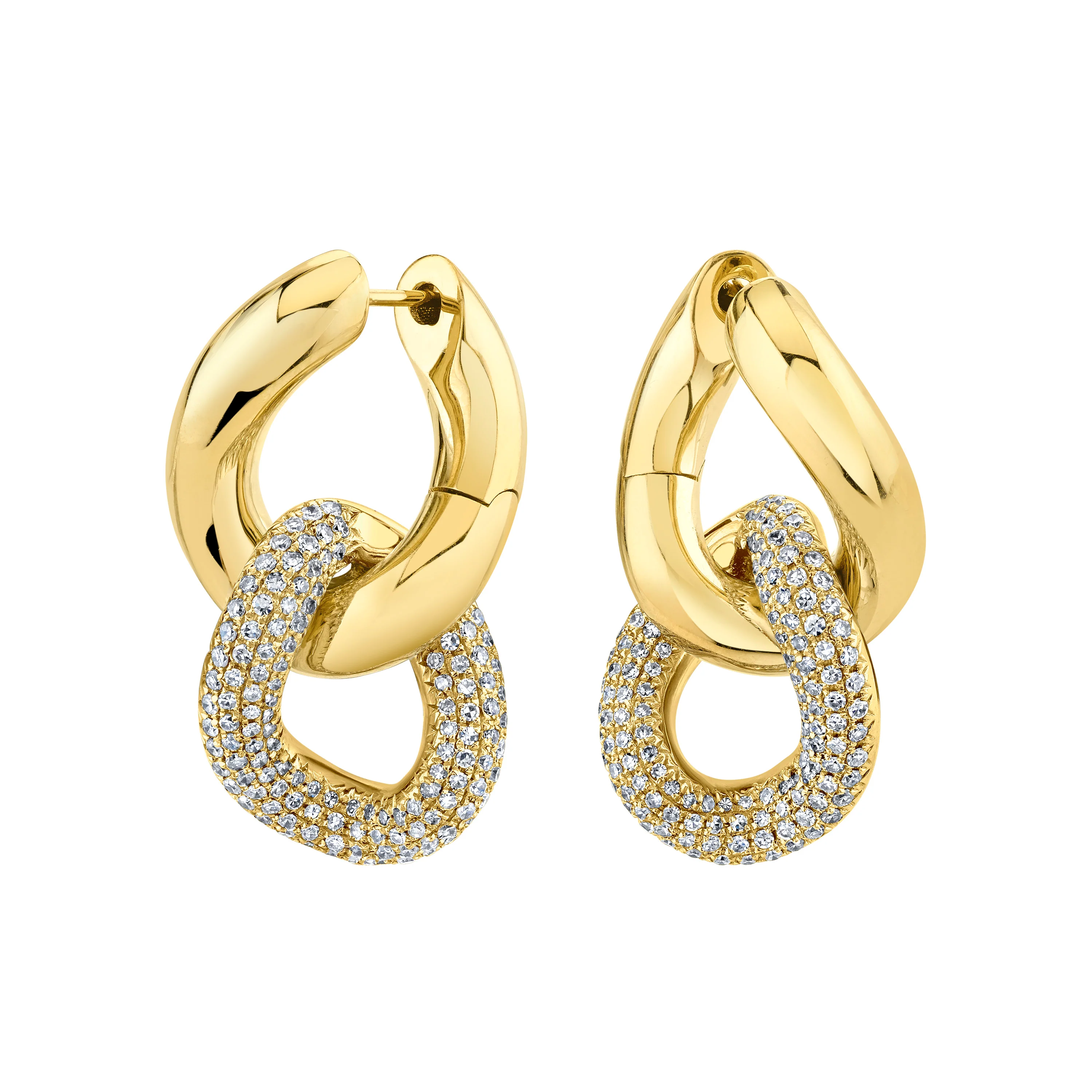 READY TO SHIP DIAMOND DOUBLE LINK EARRINGS - Image 3