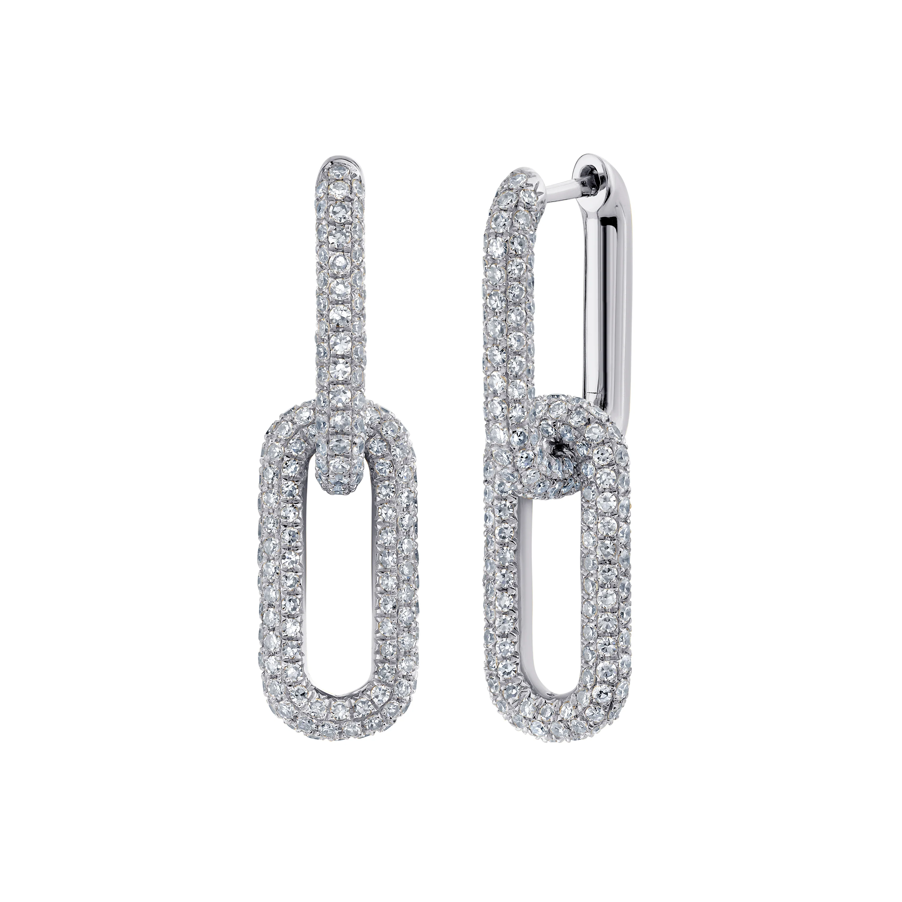 READY TO SHIP DIAMOND DOUBLE MINI CABLE LINK EARRINGS - Image 2