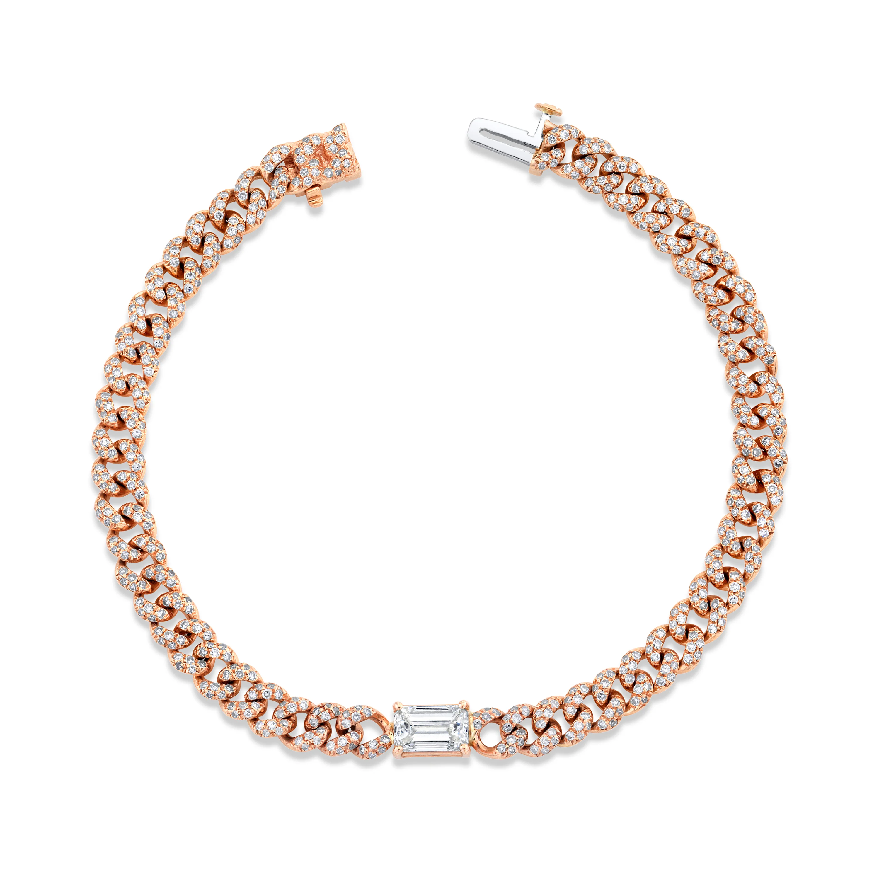 READY TO SHIP DIAMOND EMERALD CUT MINI LINK BRACELET